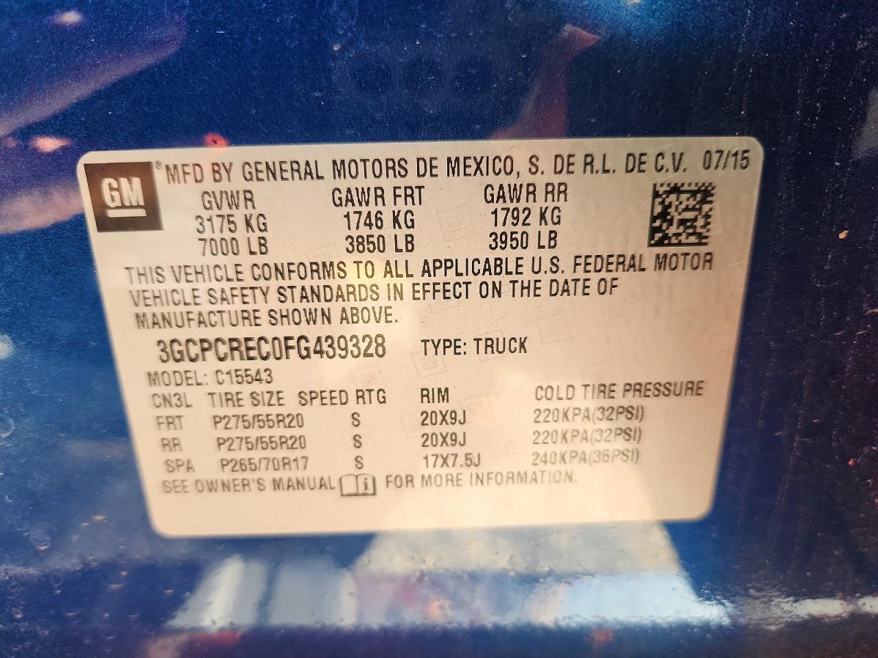 2015 Chevrolet Silverado C1500 Lt Blue vin: 3GCPCREC0FG439328