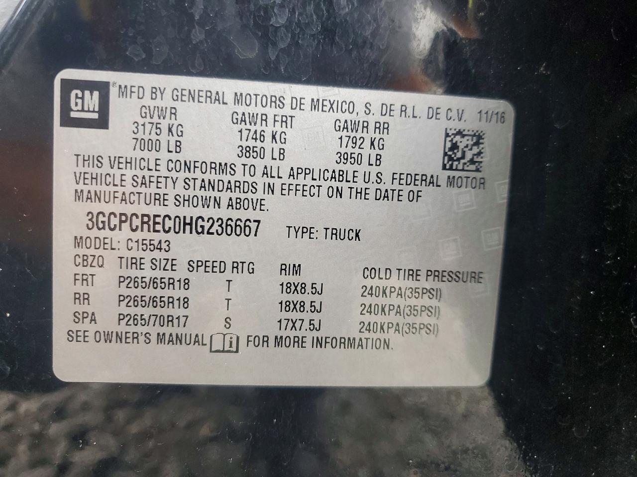 2017 Chevrolet Silverado C1500 Lt Black vin: 3GCPCREC0HG236667