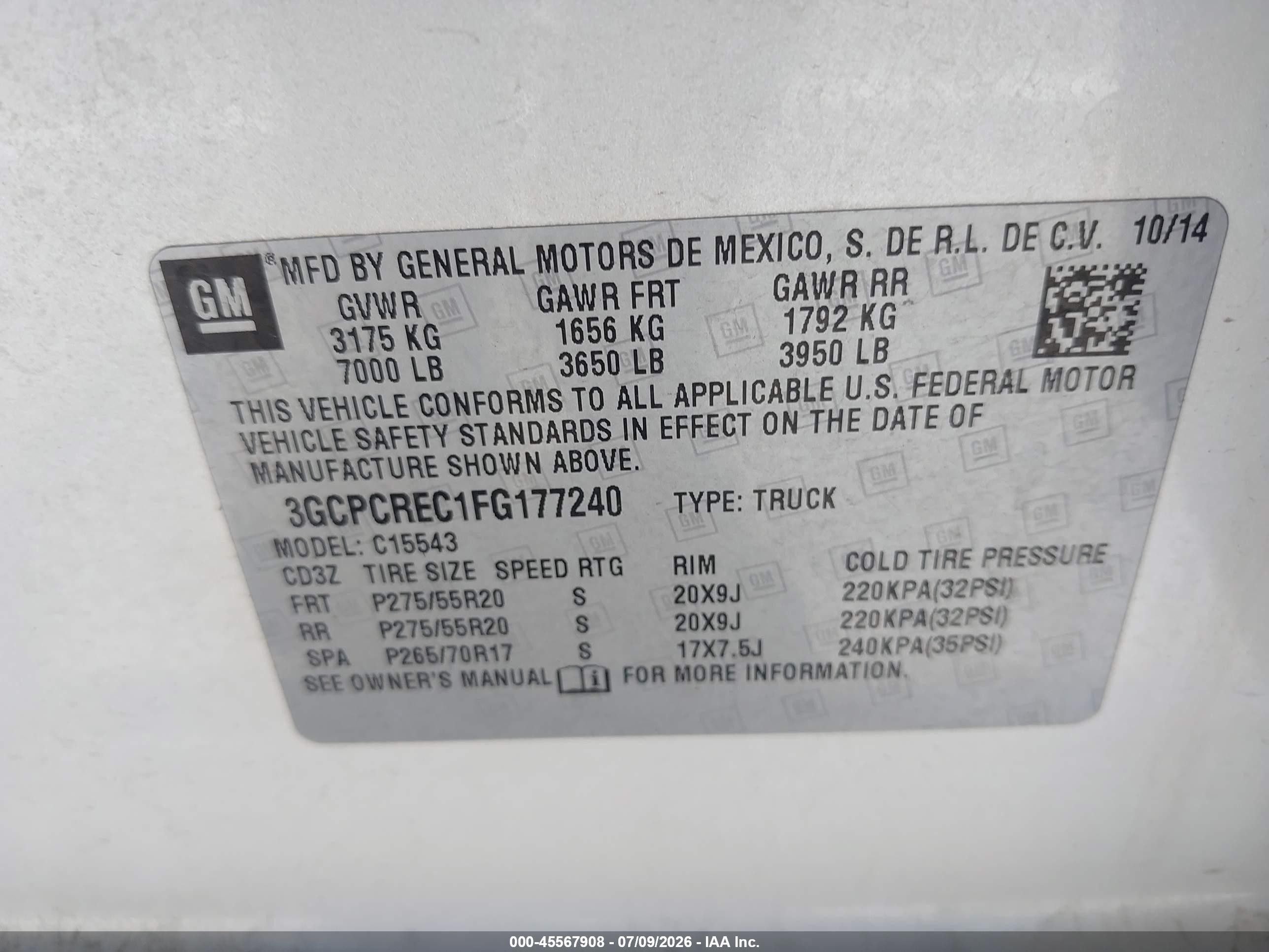 2015 Chevrolet Silverado 1500 Lt White vin: 3GCPCREC1FG177240