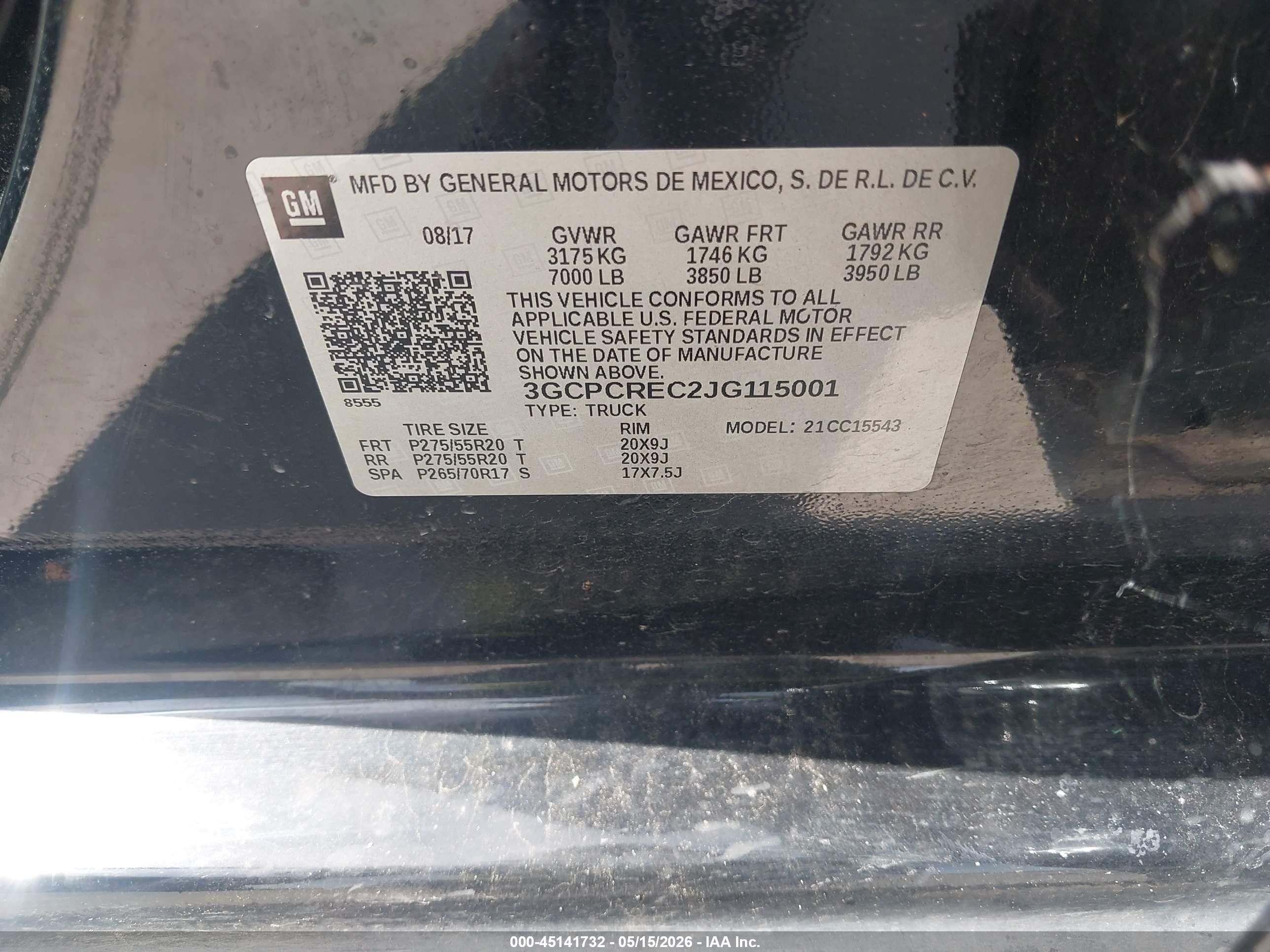 2018 Chevrolet Silverado C1500 Lt Black vin: 3GCPCREC2JG115001