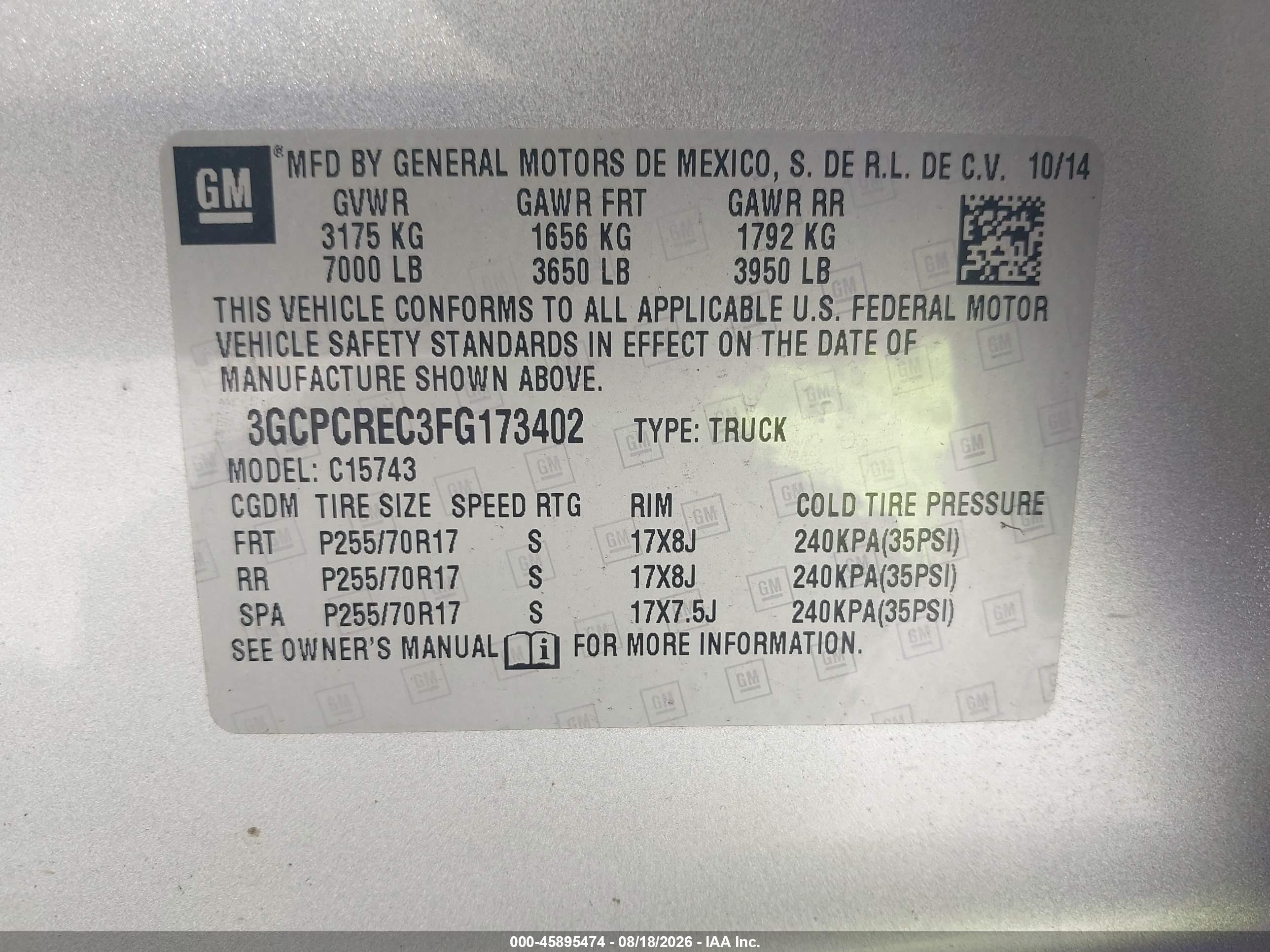 2015 Chevrolet Silverado 1500 Lt Silver vin: 3GCPCREC3FG173402