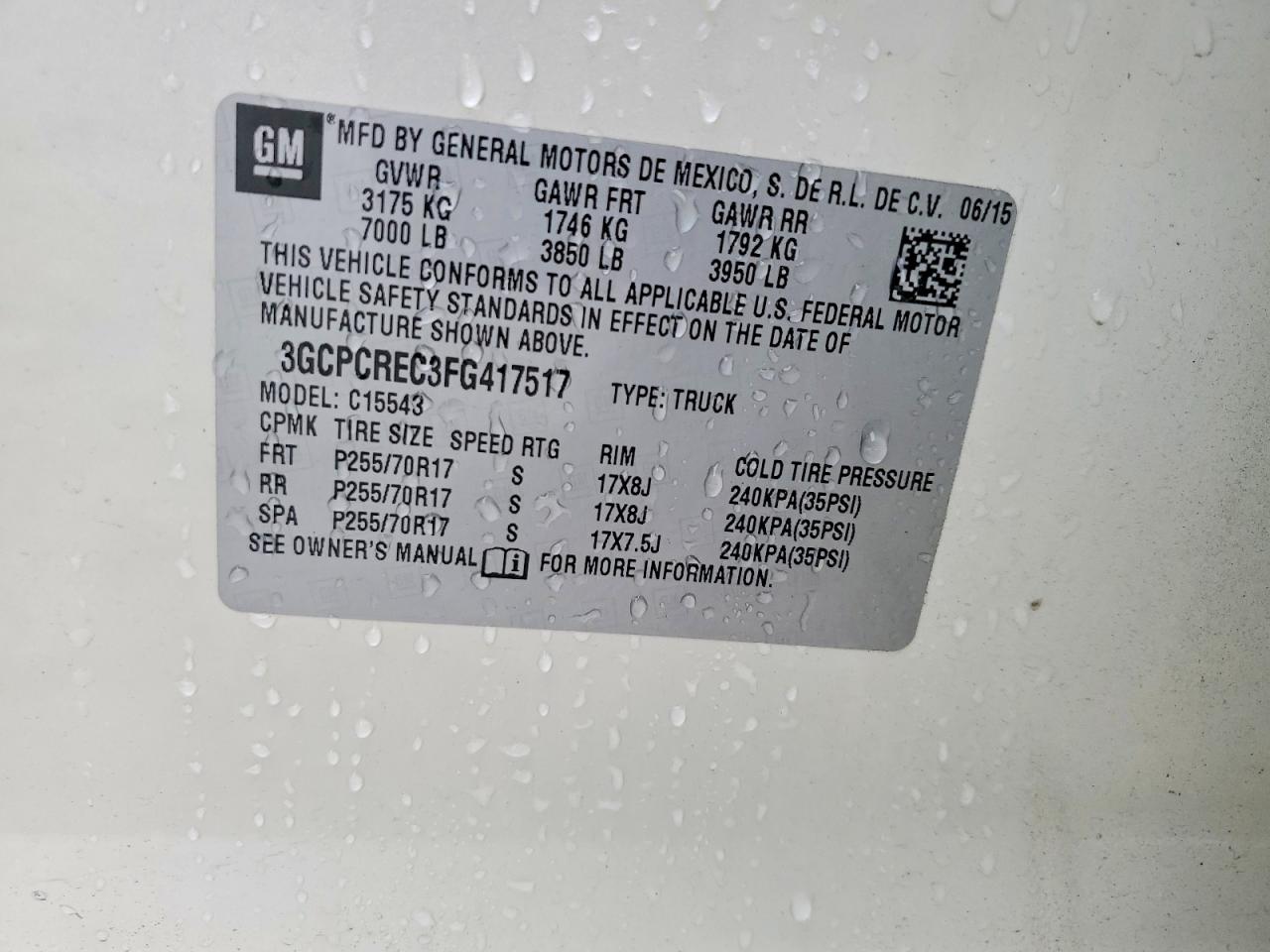 2015 Chevrolet Silverado C1500 Lt White vin: 3GCPCREC3FG417517