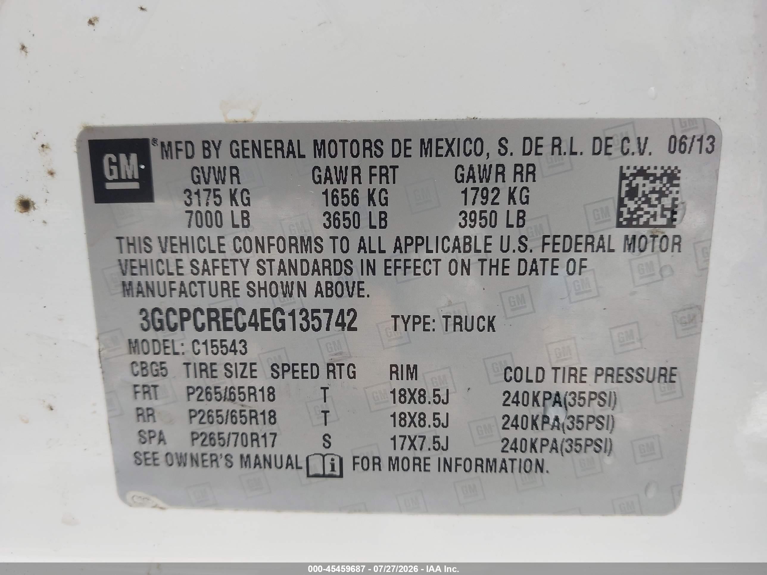 2014 Chevrolet Silverado 1500 1lt White vin: 3GCPCREC4EG135742