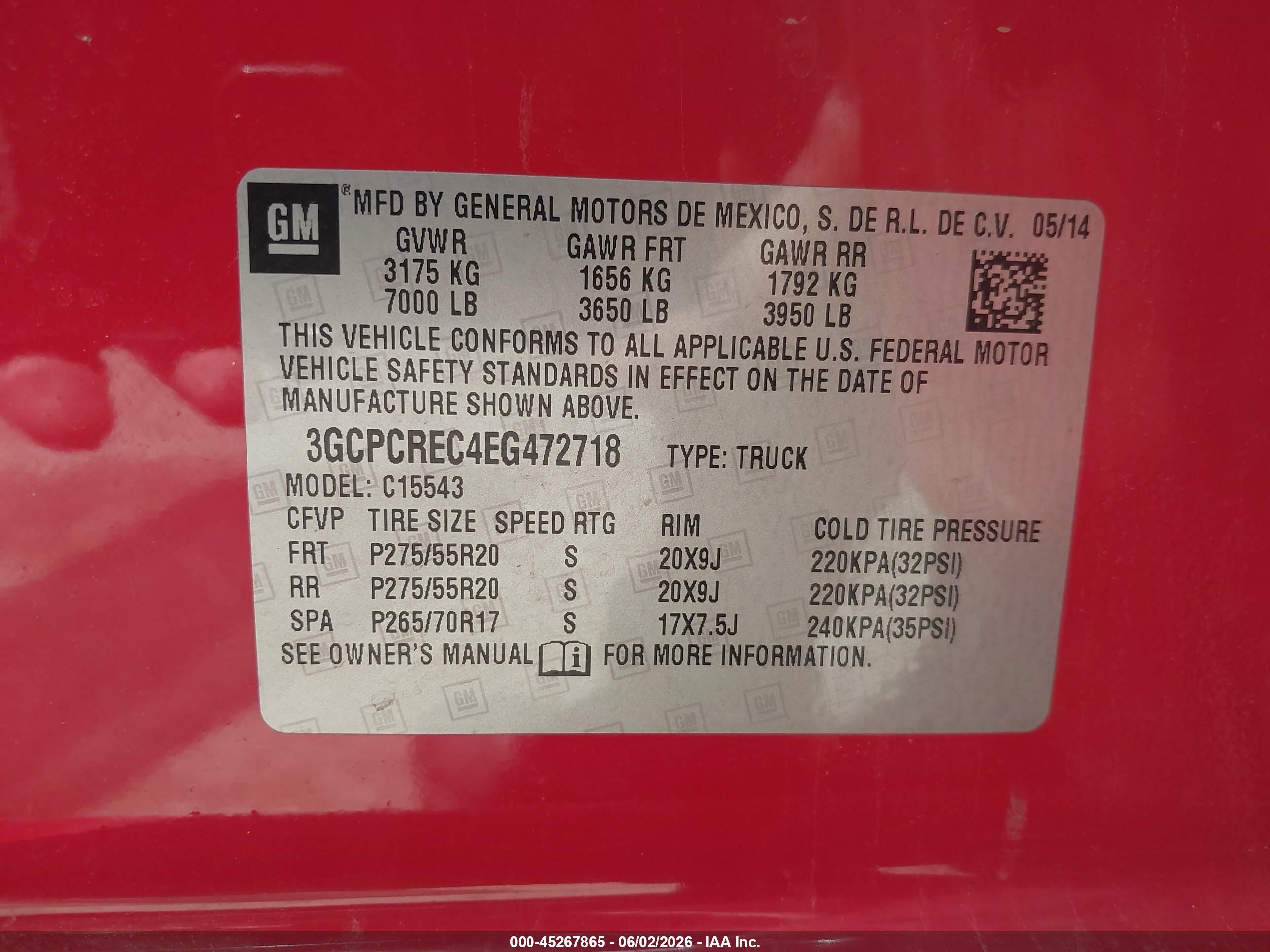 2014 Chevrolet Silverado 1500 1lt Red vin: 3GCPCREC4EG472718