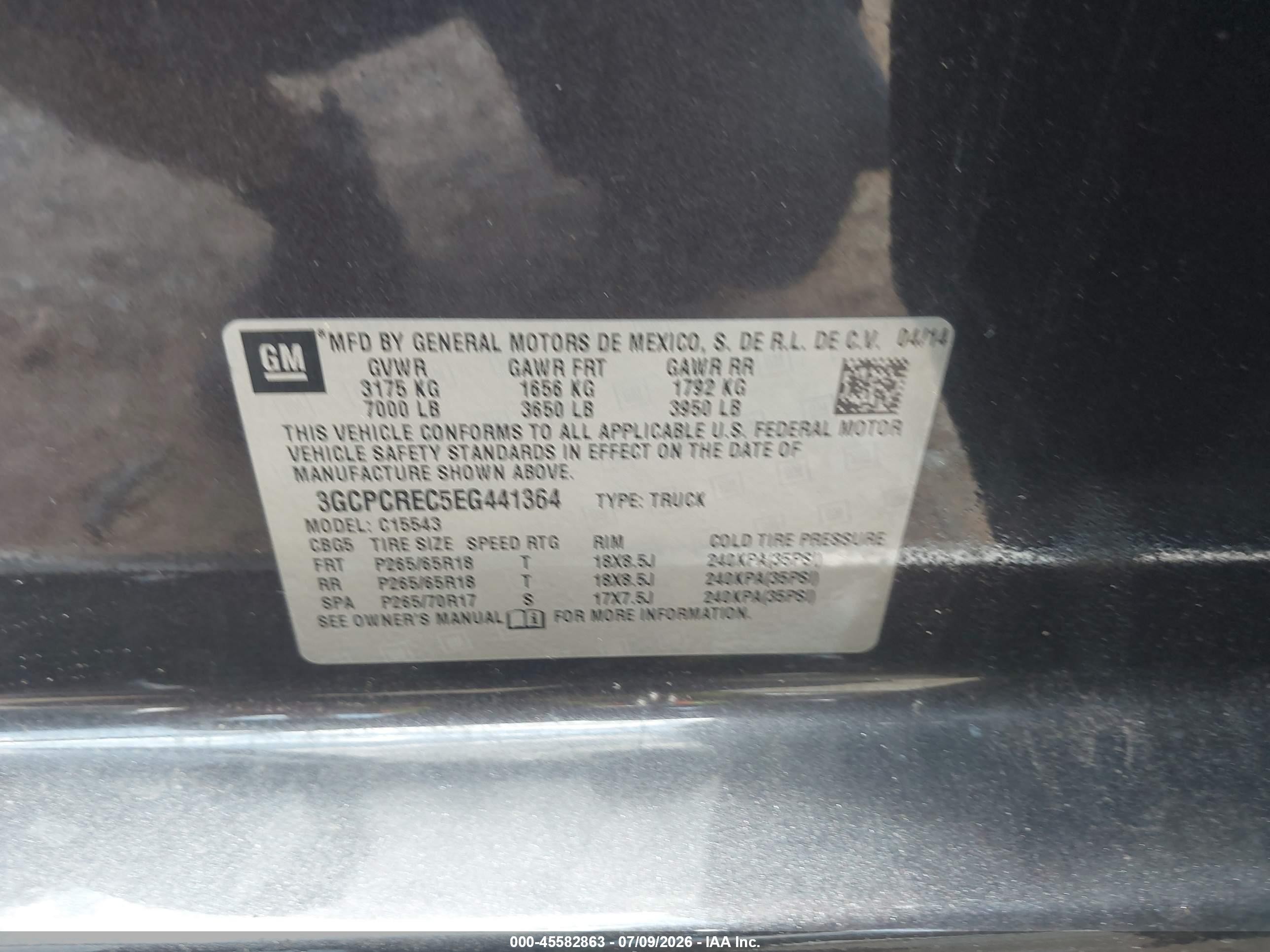 2014 Chevrolet Silverado 1500 Lt Black vin: 3GCPCREC5EG441364