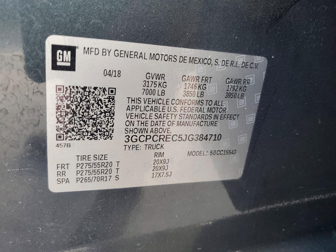 2018 Chevrolet Silverado C1500 Lt Charcoal vin: 3GCPCREC5JG384710