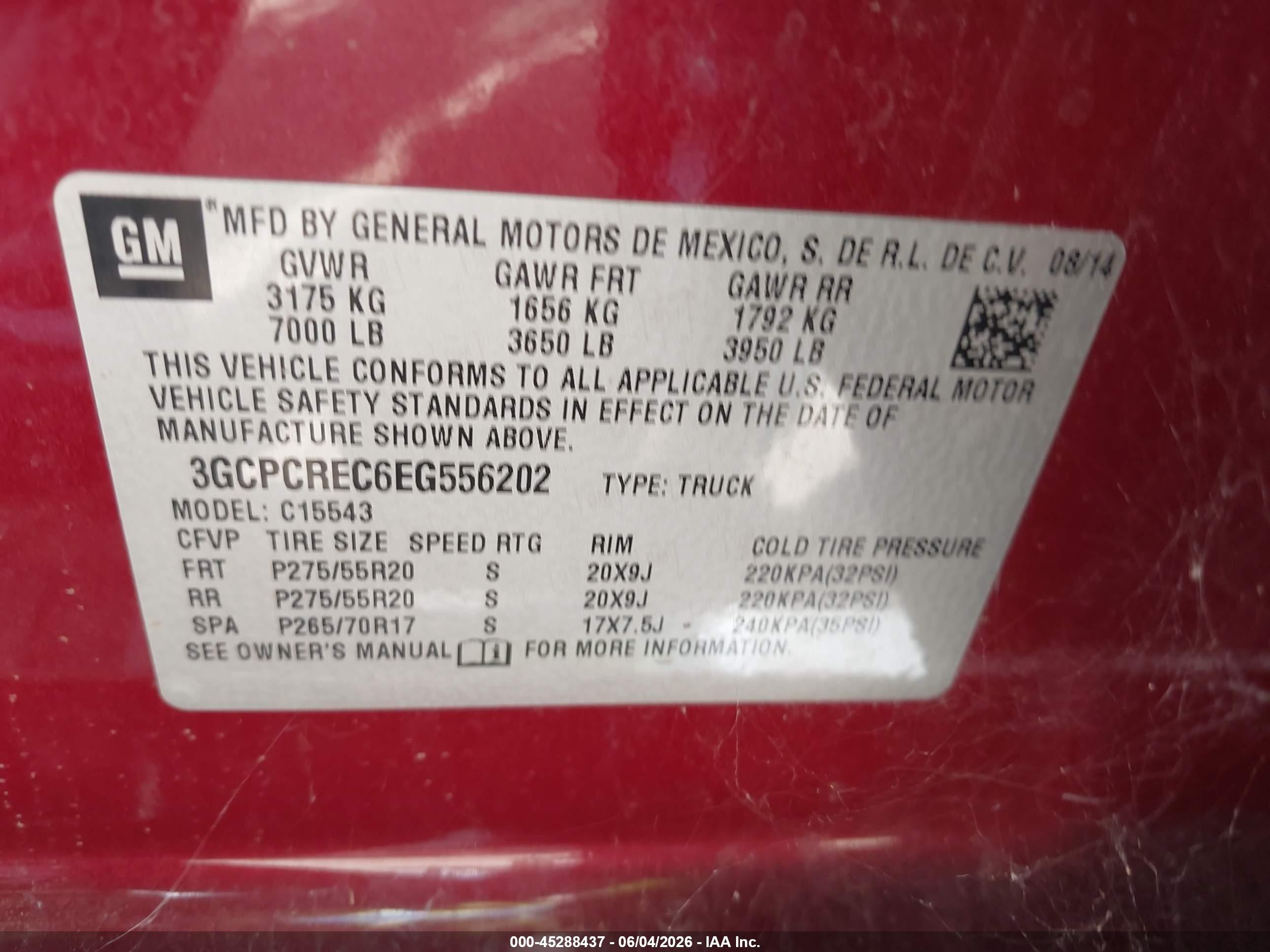 2014 Chevrolet Silverado 1500 1lt Red vin: 3GCPCREC6EG556202