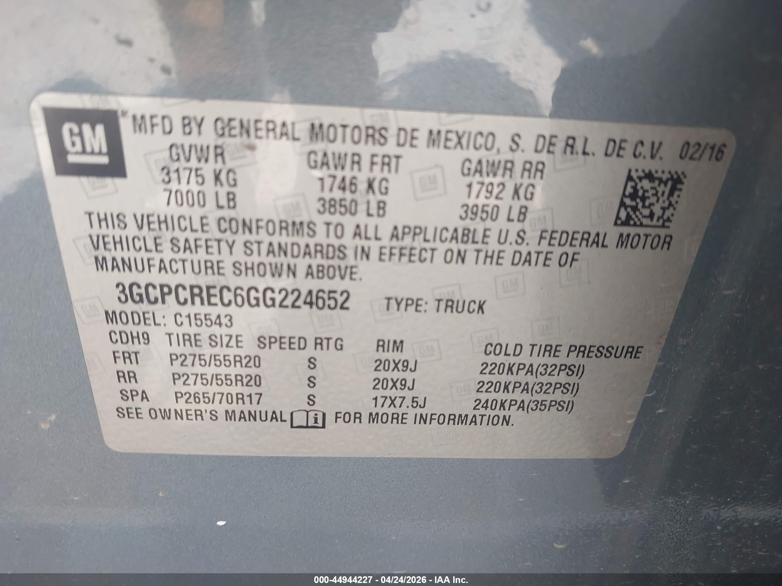 2016 Chevrolet Silverado 1500 1lt Синий vin: 3GCPCREC6GG224652