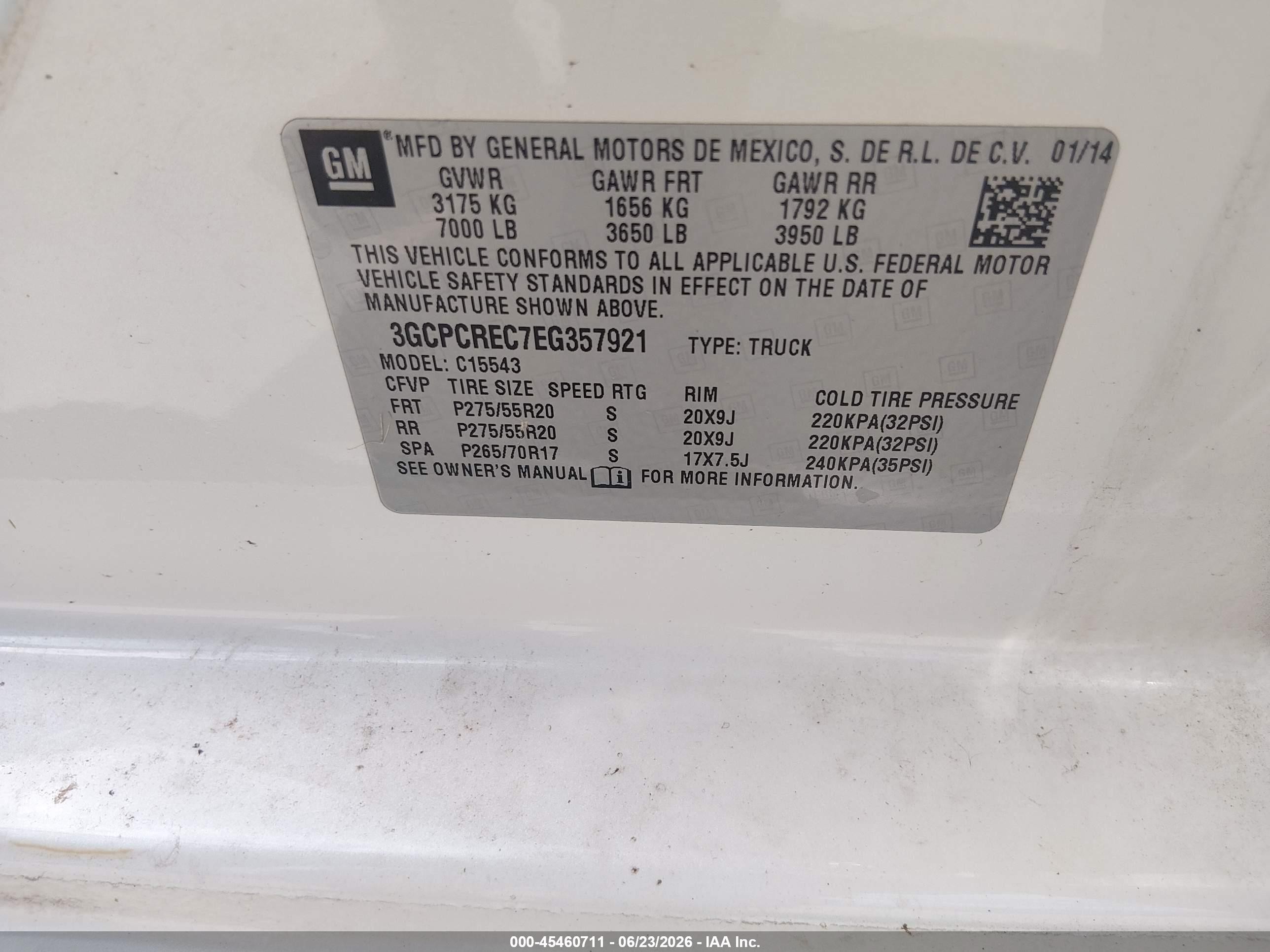 2014 Chevrolet Silverado 1500 1lt White vin: 3GCPCREC7EG357921