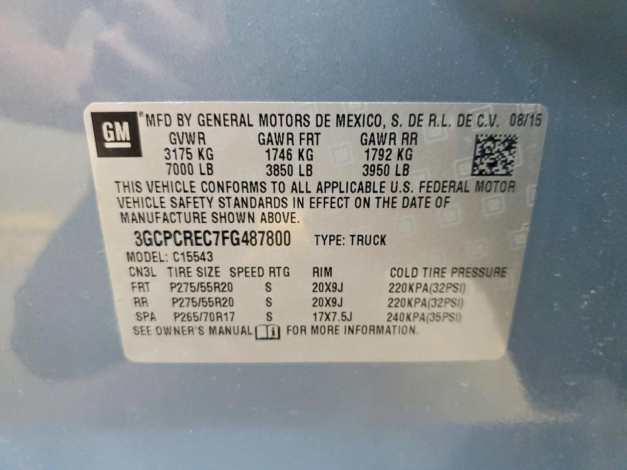 2015 Chevrolet Silverado C1500 Lt Blue vin: 3GCPCREC7FG487800