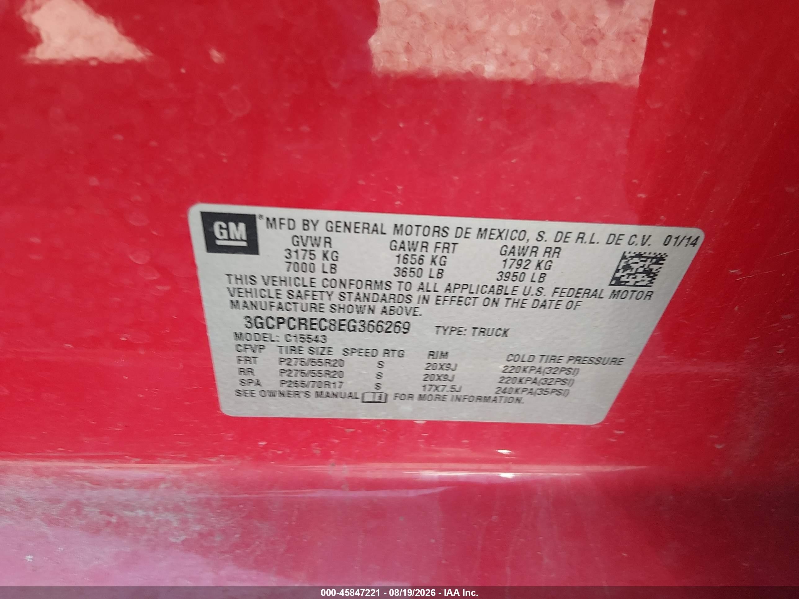 2014 Chevrolet Silverado 1500 Lt Red vin: 3GCPCREC8EG366269