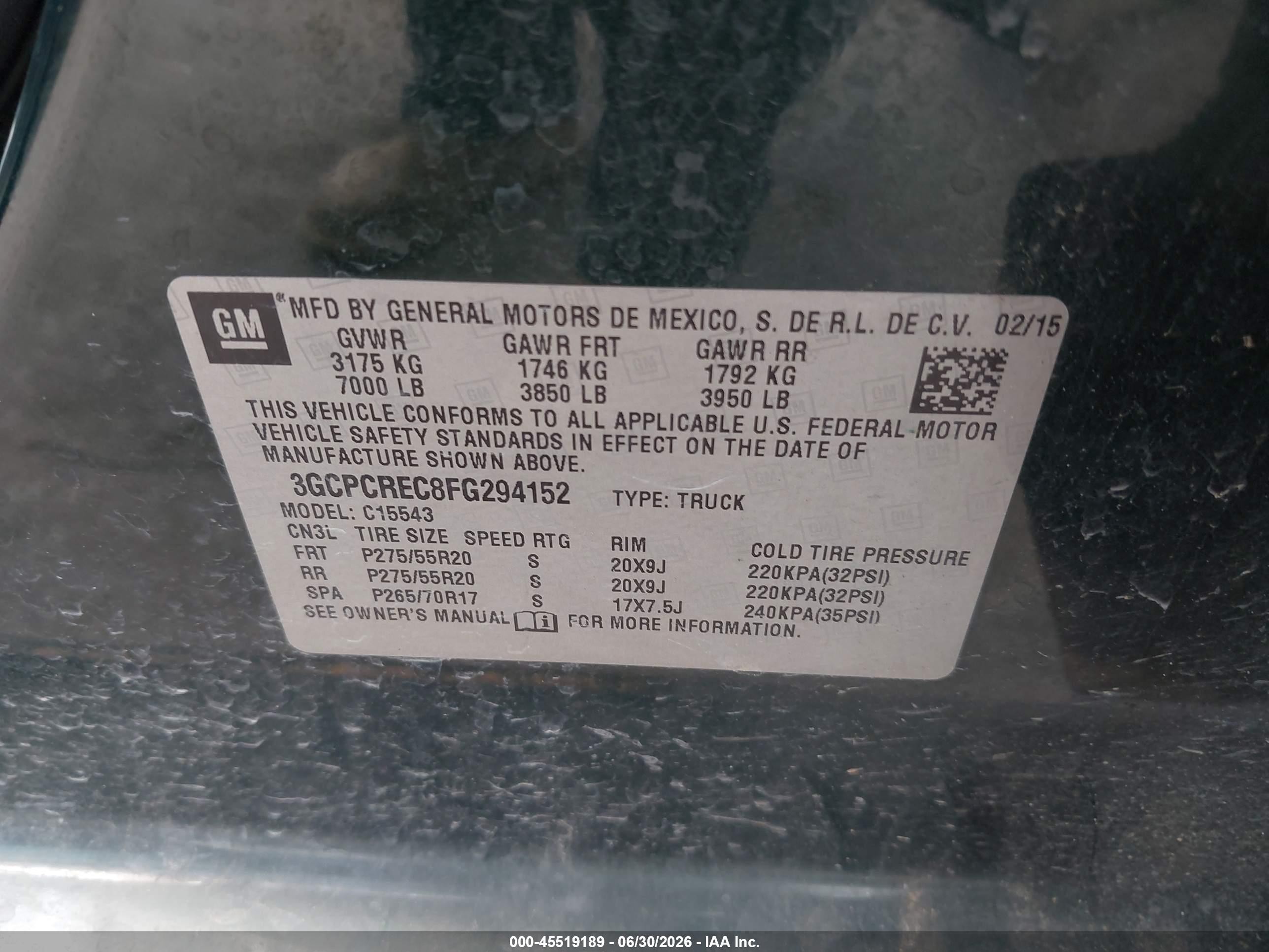 2015 Chevrolet Silverado 1500 Lt Зеленый vin: 3GCPCREC8FG294152