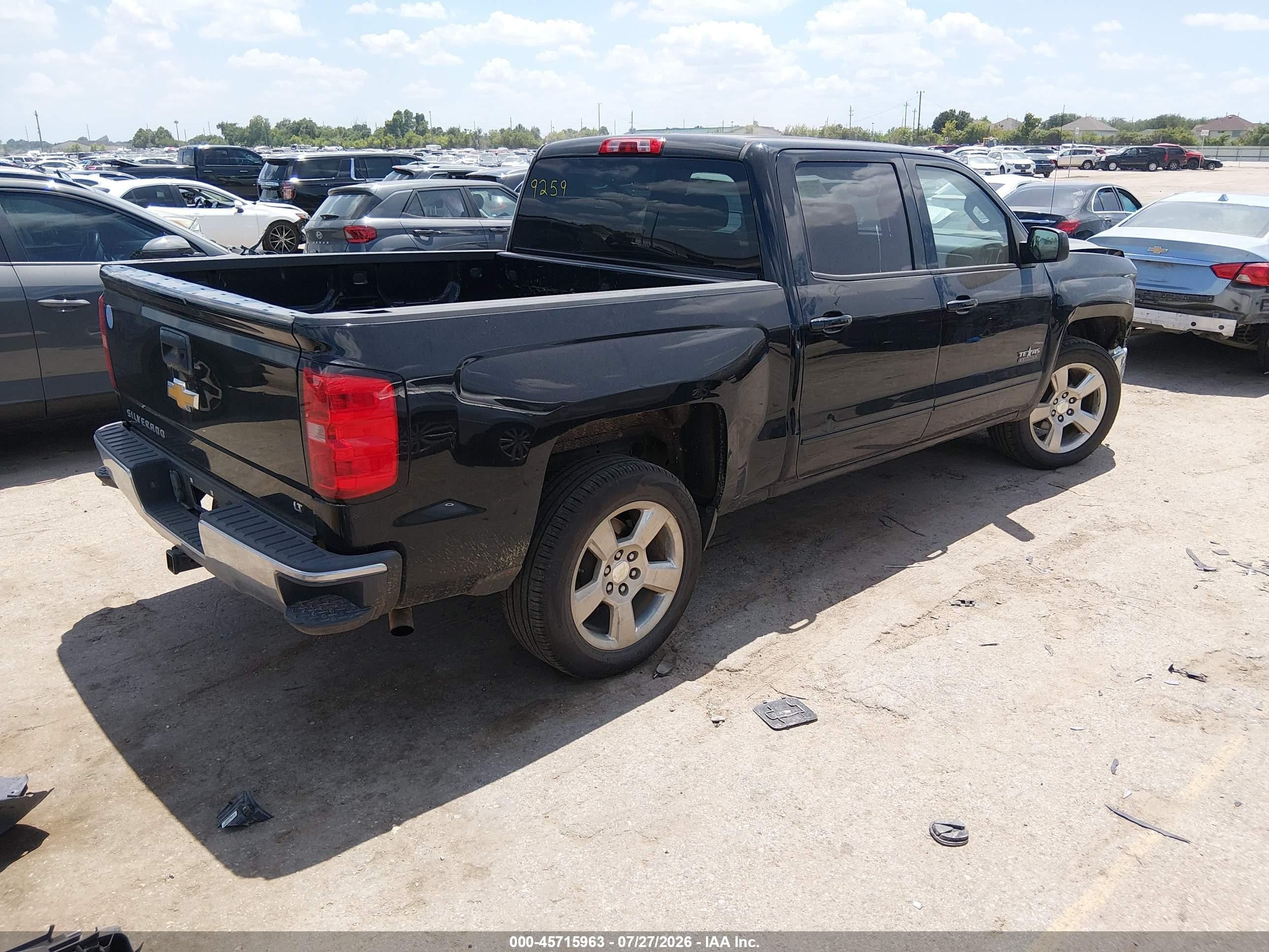 2015 Chevrolet Silverado 1500 Lt Black vin: 3GCPCREC8FG349327