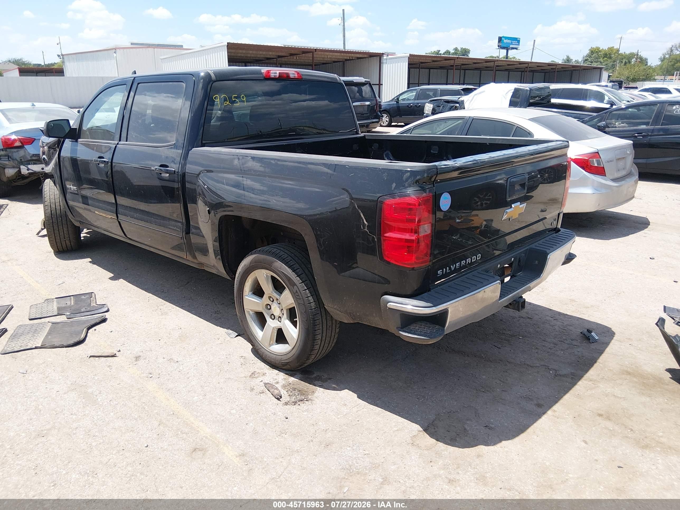 2015 Chevrolet Silverado 1500 Lt Black vin: 3GCPCREC8FG349327