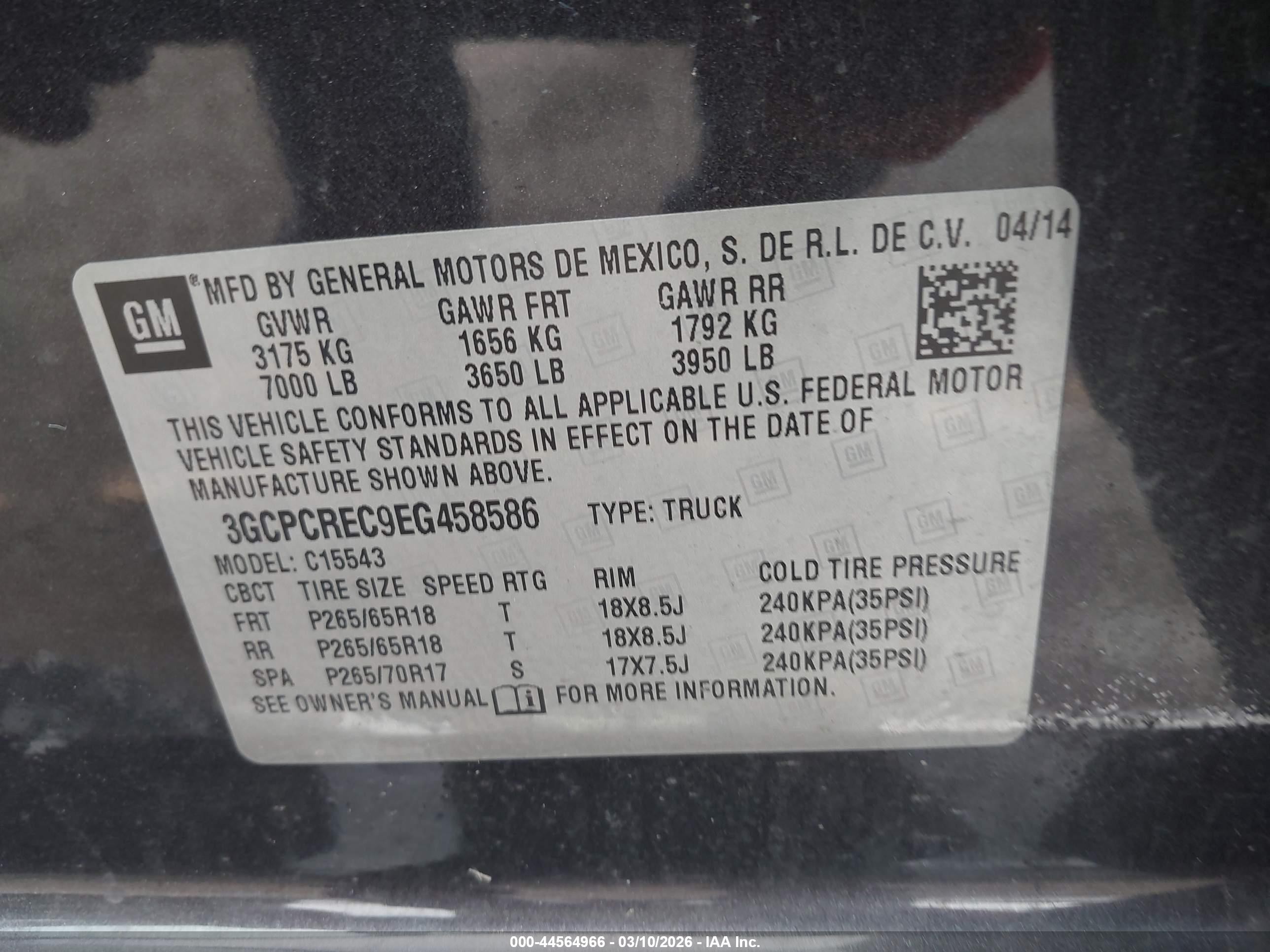 2014 Chevrolet Silverado 1500 1lt Brown vin: 3GCPCREC9EG458586