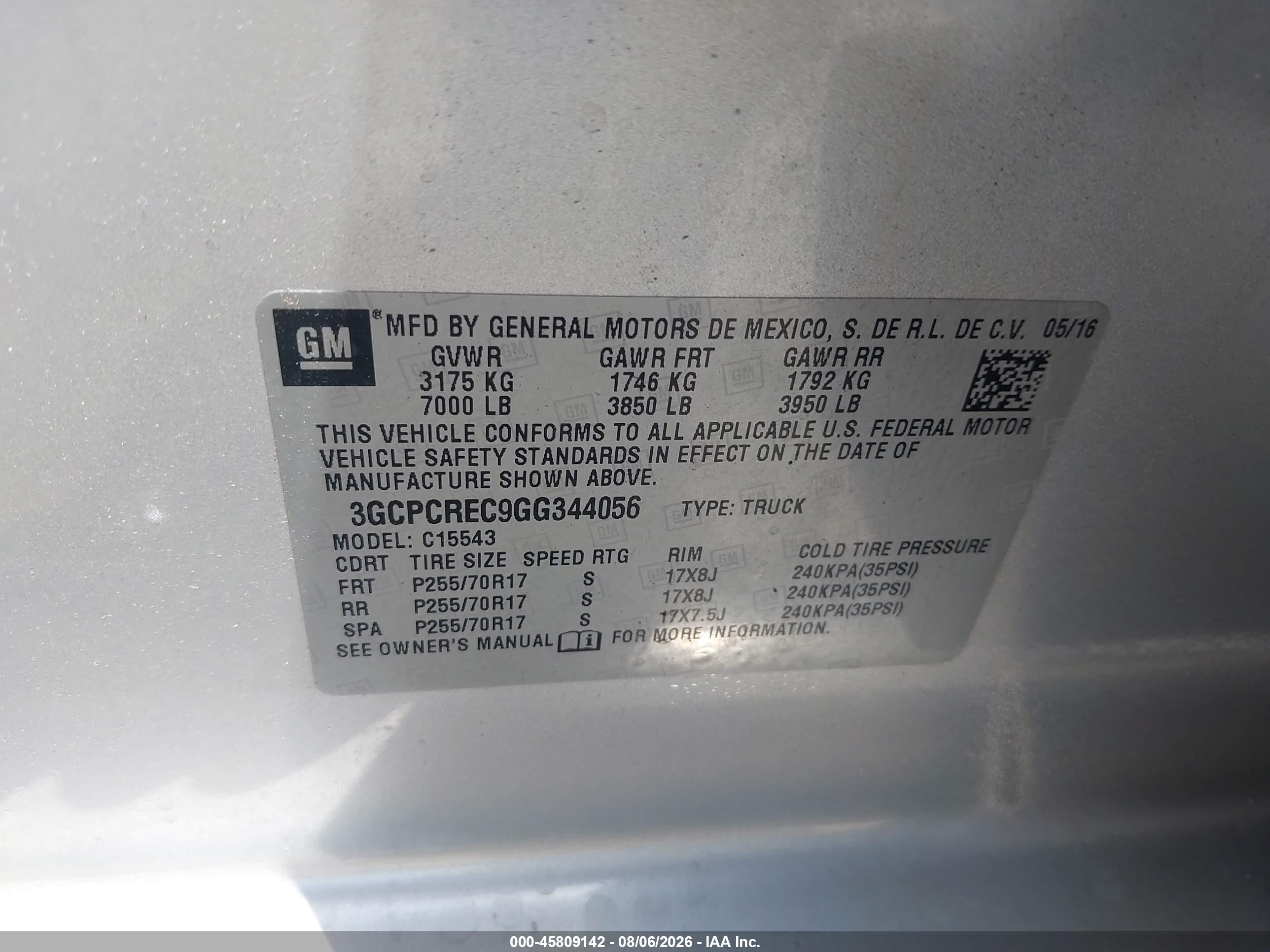 2016 Chevrolet Silverado 1500 Lt Silver vin: 3GCPCREC9GG344056