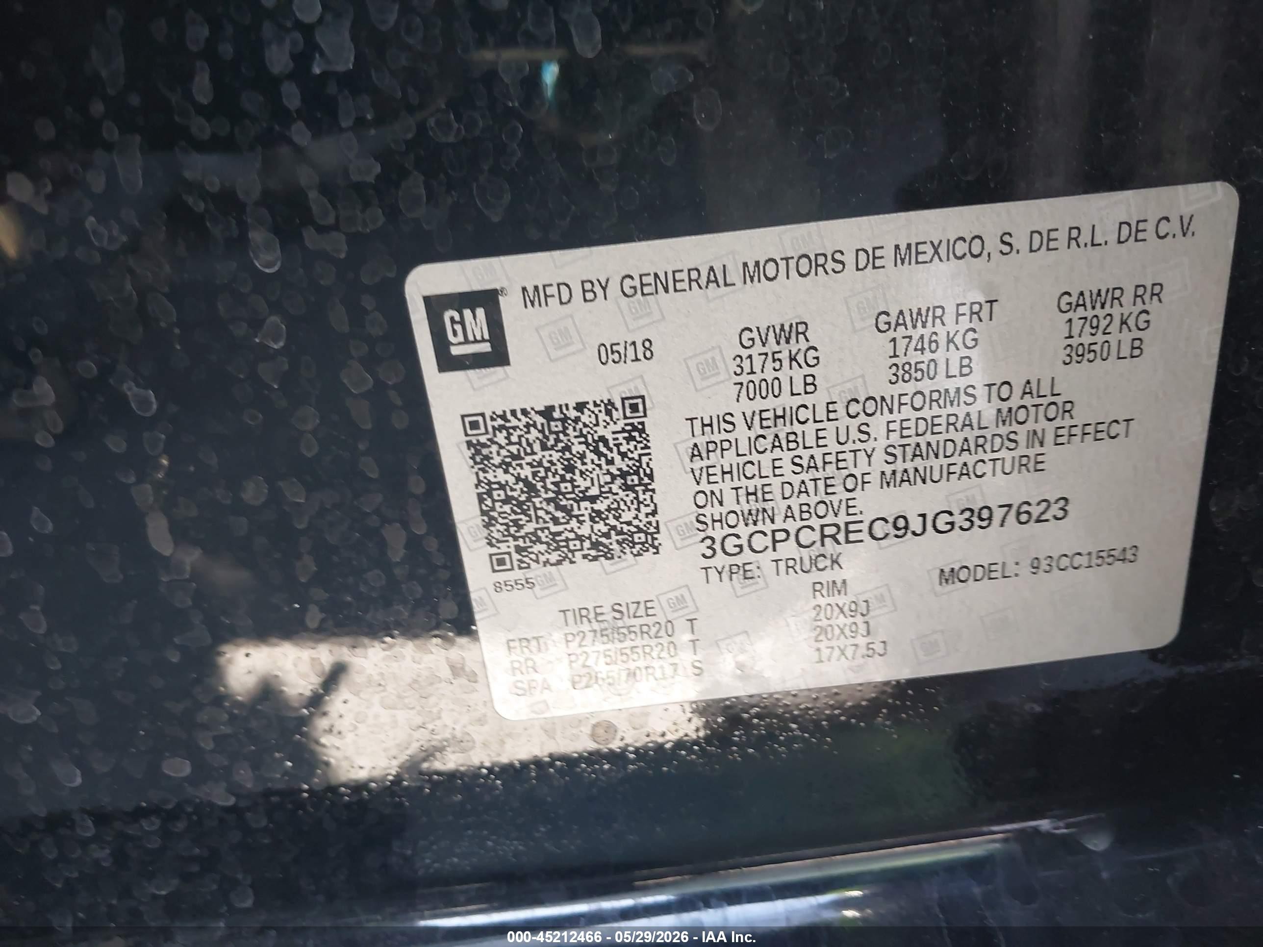 2018 Chevrolet Silverado 1500 1lt Black vin: 3GCPCREC9JG397623