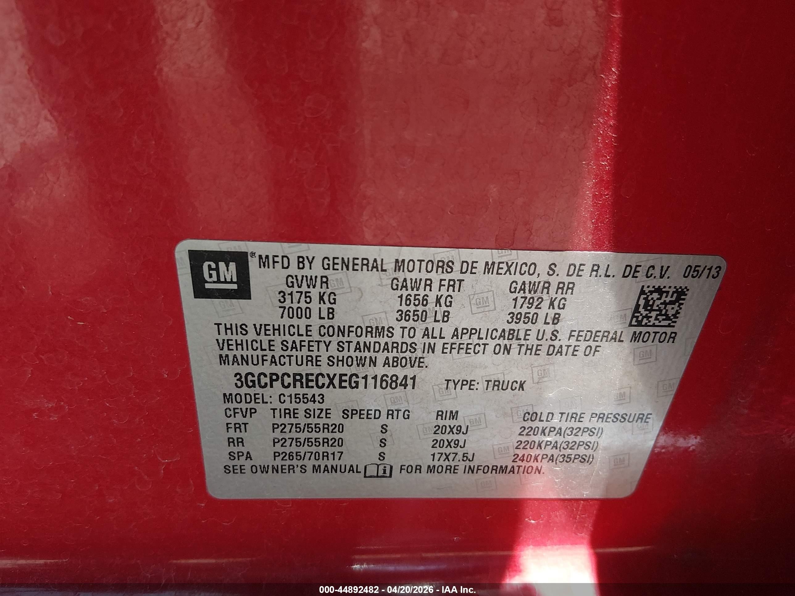 2014 Chevrolet Silverado 1500 1lt Red vin: 3GCPCRECXEG116841