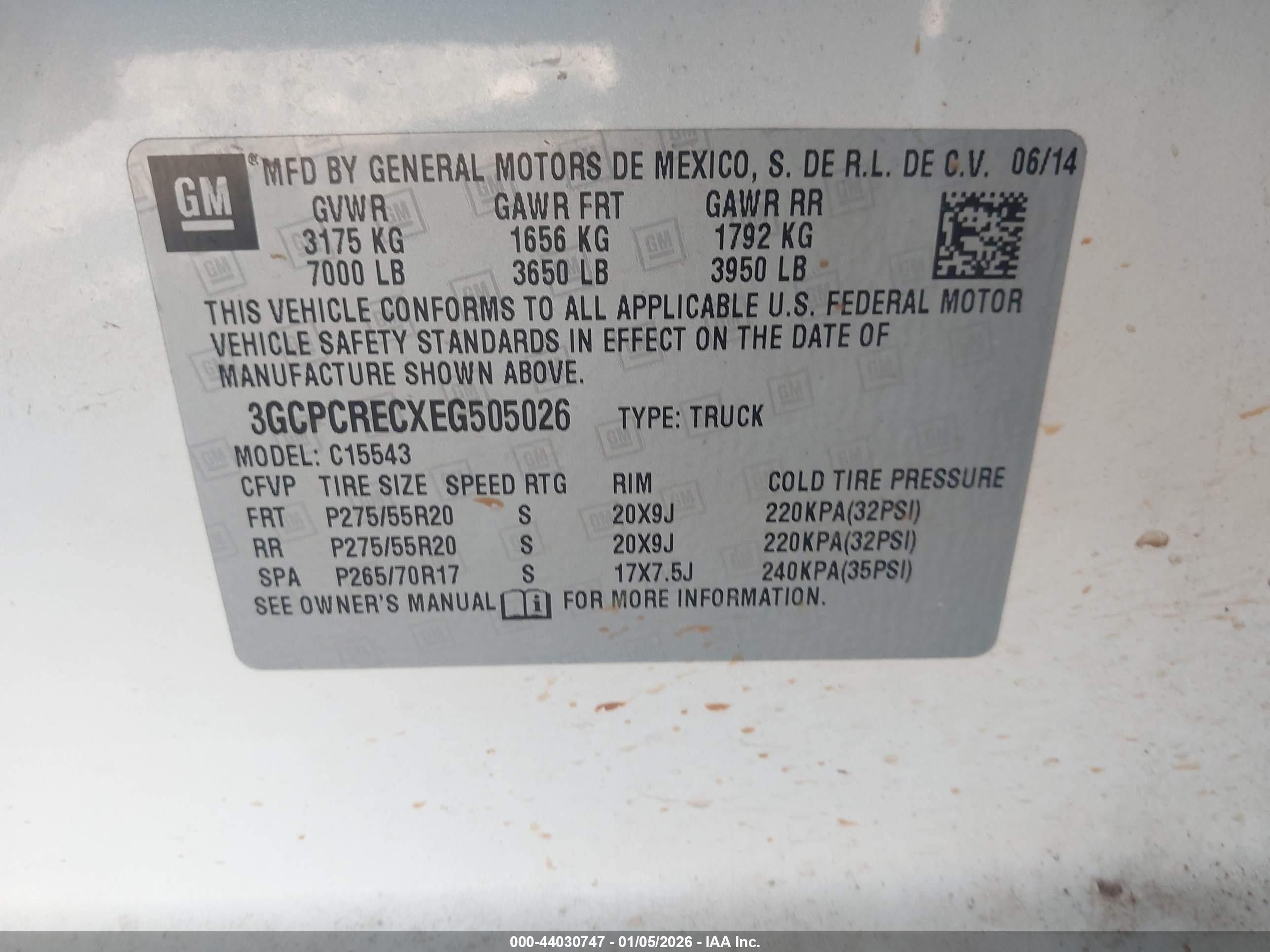 2014 Chevrolet Silverado 1500 1lt White vin: 3GCPCRECXEG505026