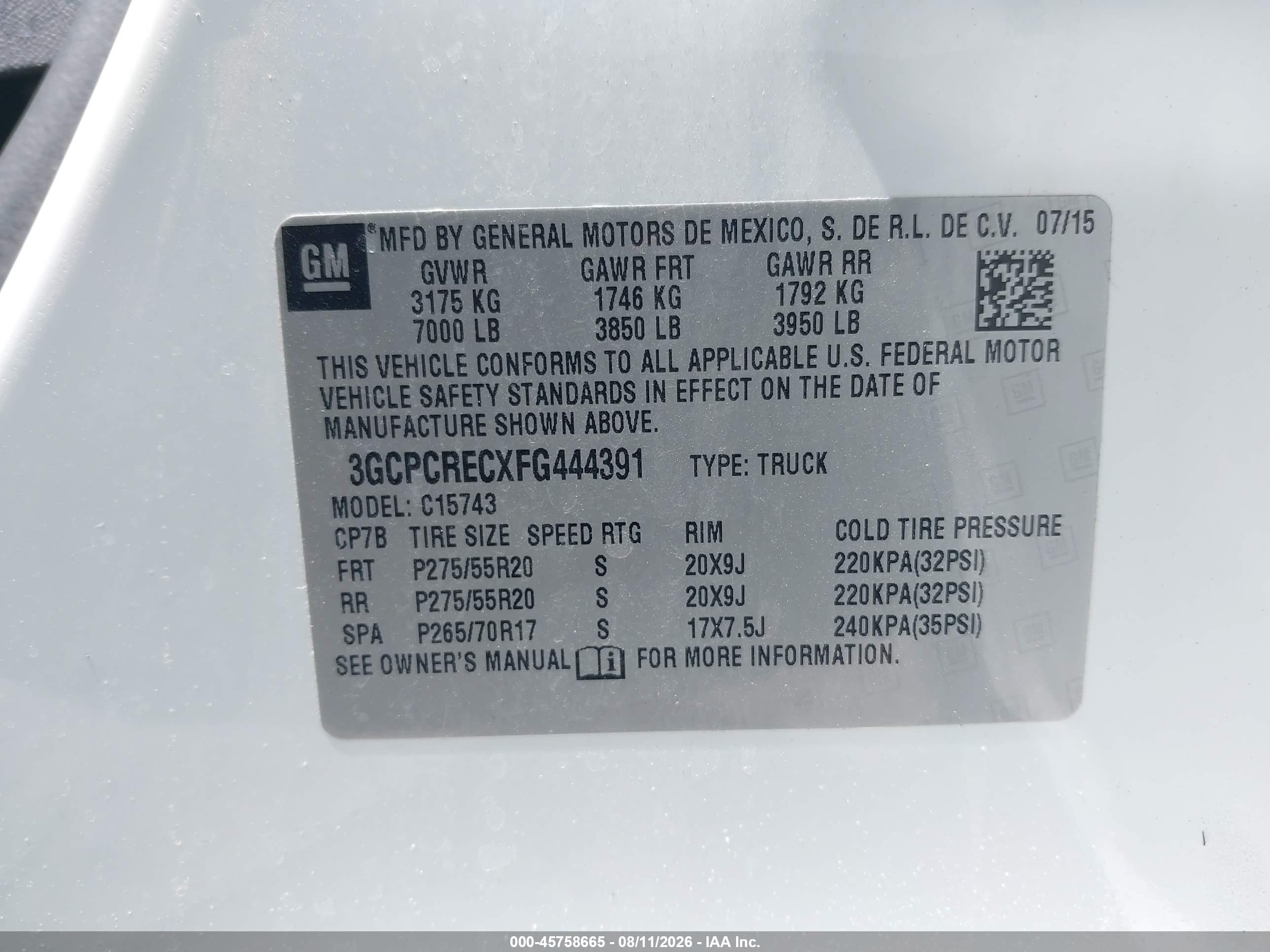 2015 Chevrolet Silverado 1500 Lt White vin: 3GCPCRECXFG444391