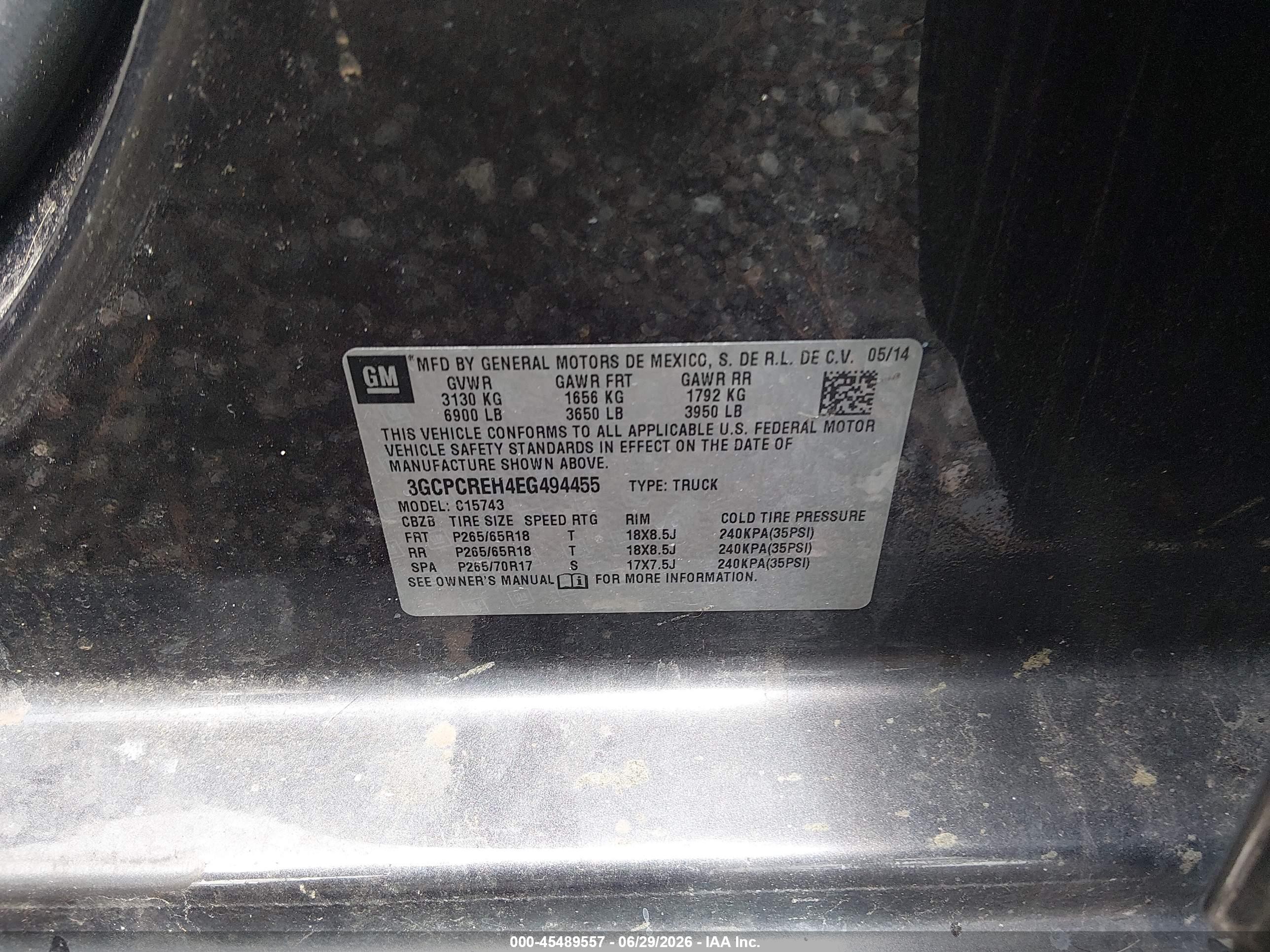 2014 Chevrolet Silverado 1500 Lt Gray vin: 3GCPCREH4EG494455