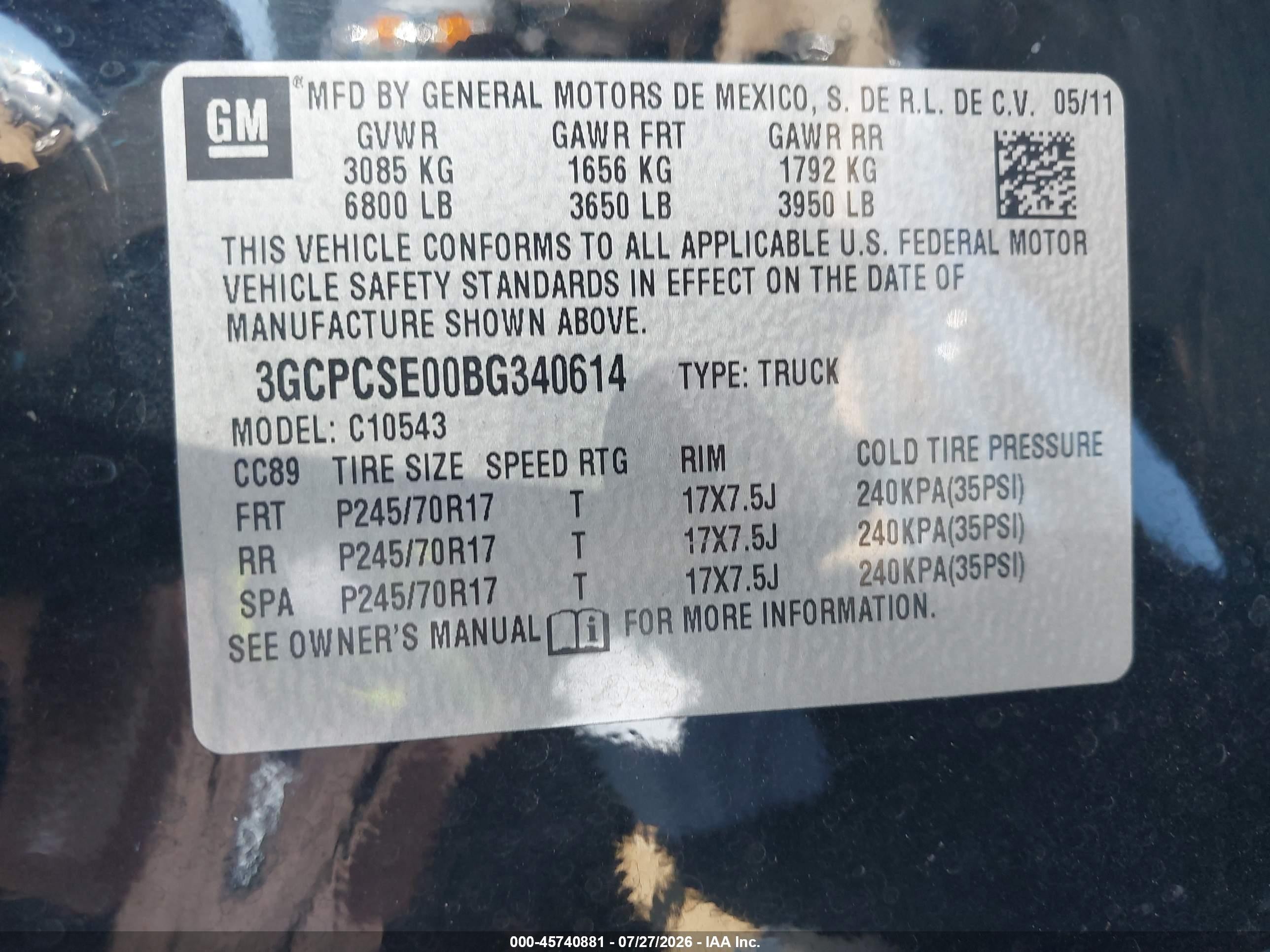 2011 Chevrolet Silverado 1500 Lt Черный vin: 3GCPCSE00BG340614