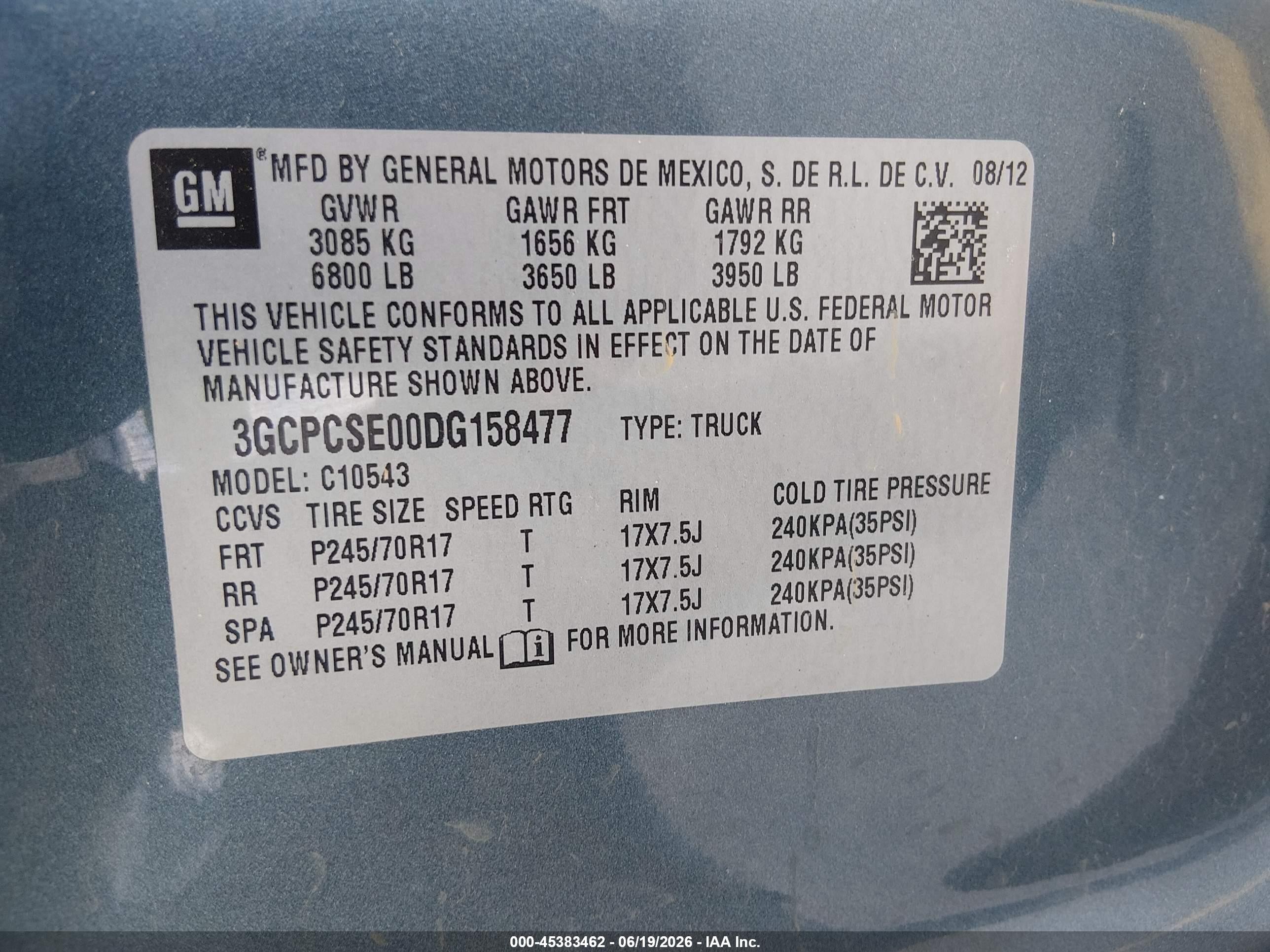 2013 Chevrolet Silverado 1500 Lt Blue vin: 3GCPCSE00DG158477