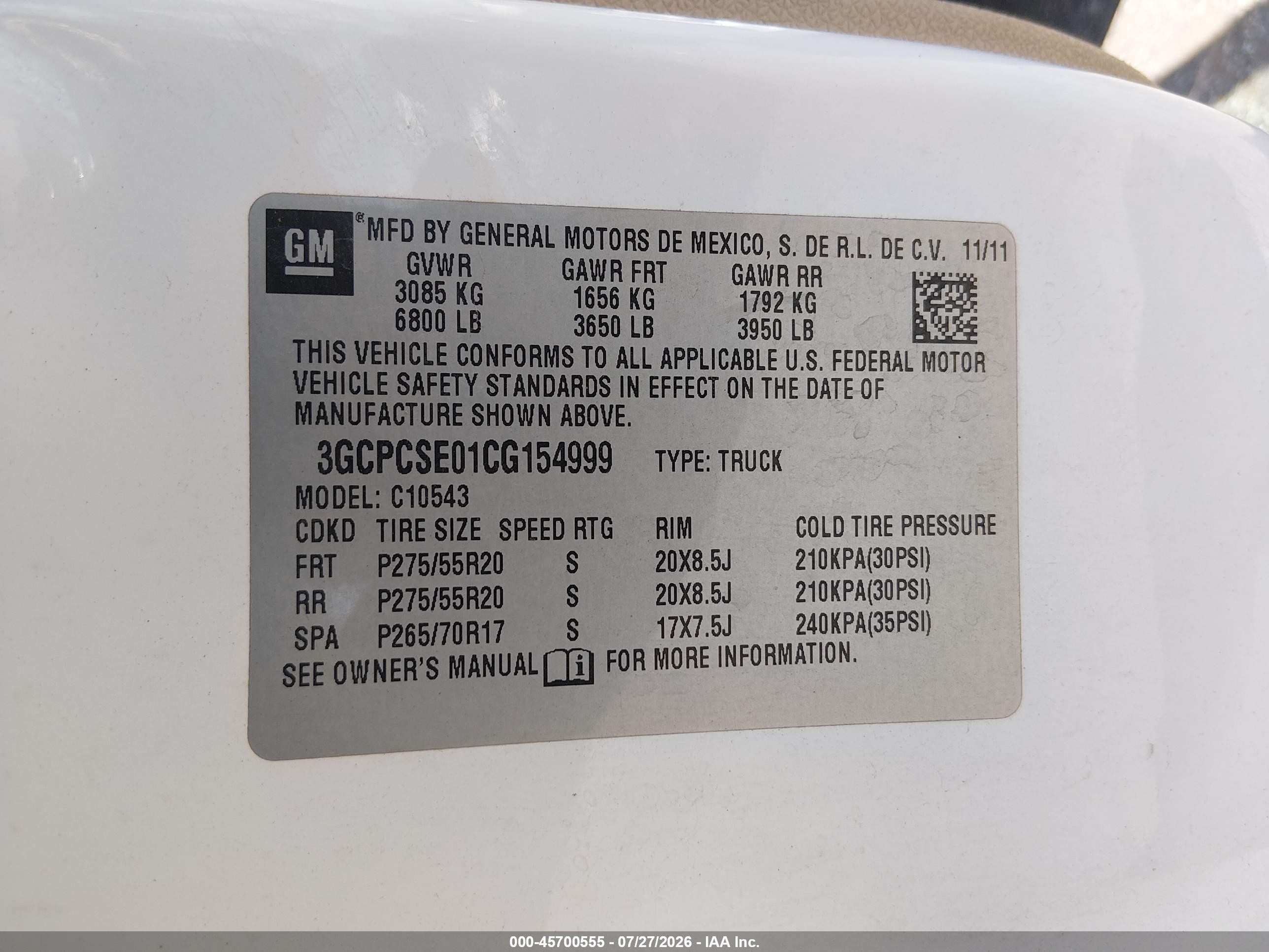 2012 Chevrolet Silverado 1500 Lt White vin: 3GCPCSE01CG154999