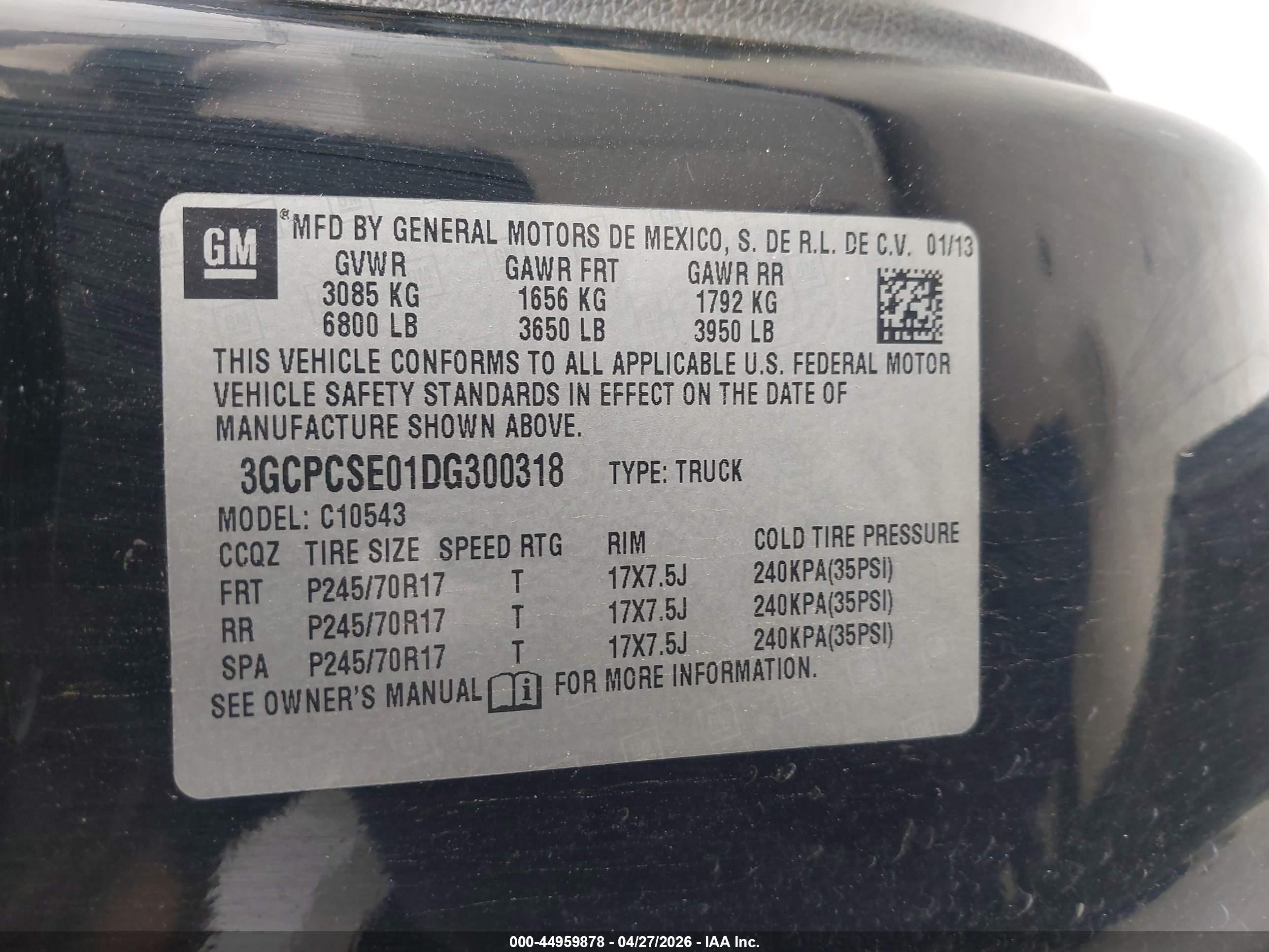 2013 Chevrolet Silverado 1500 Lt Black vin: 3GCPCSE01DG300318