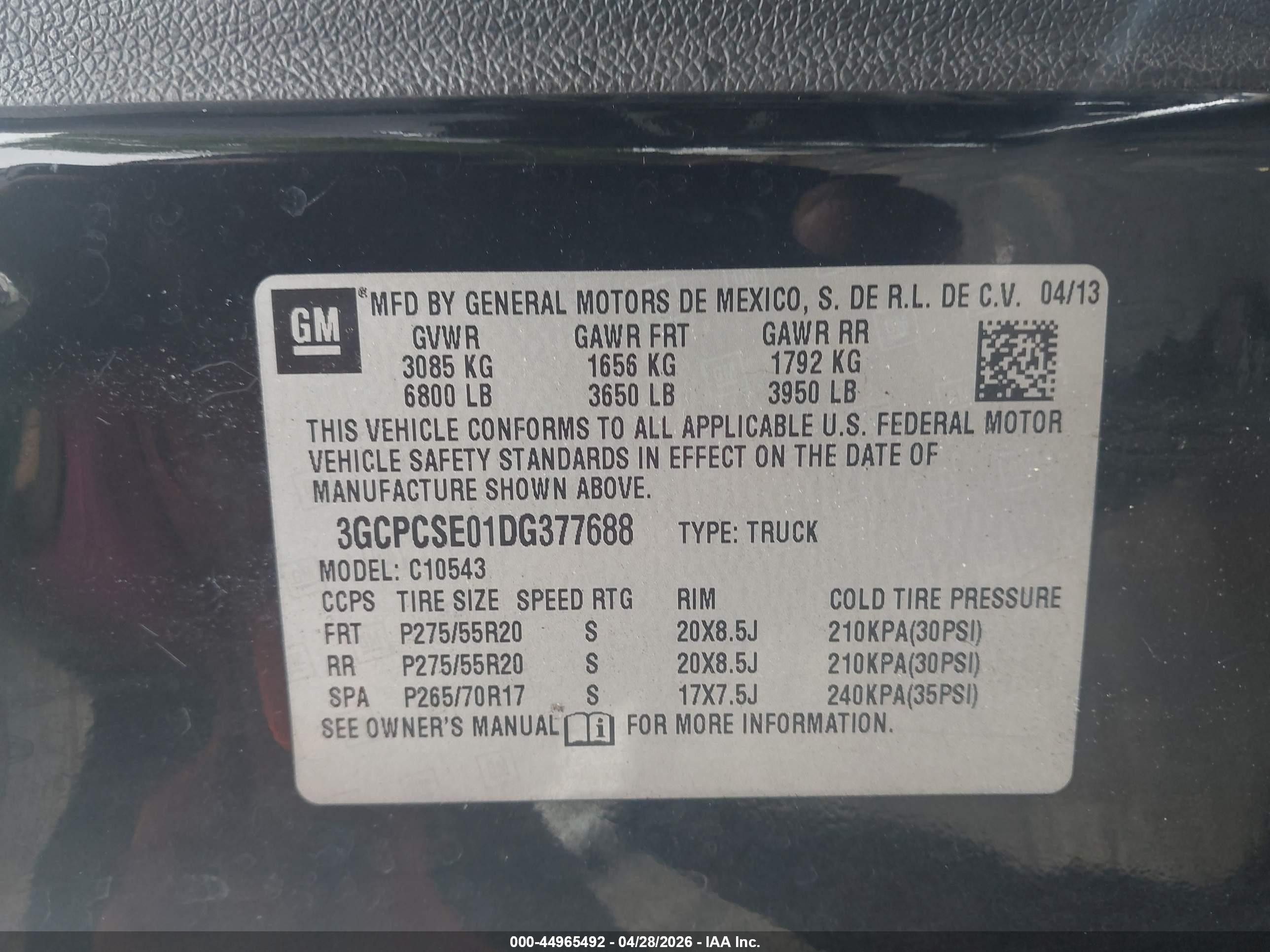 2013 Chevrolet Silverado 1500 Lt Black vin: 3GCPCSE01DG377688