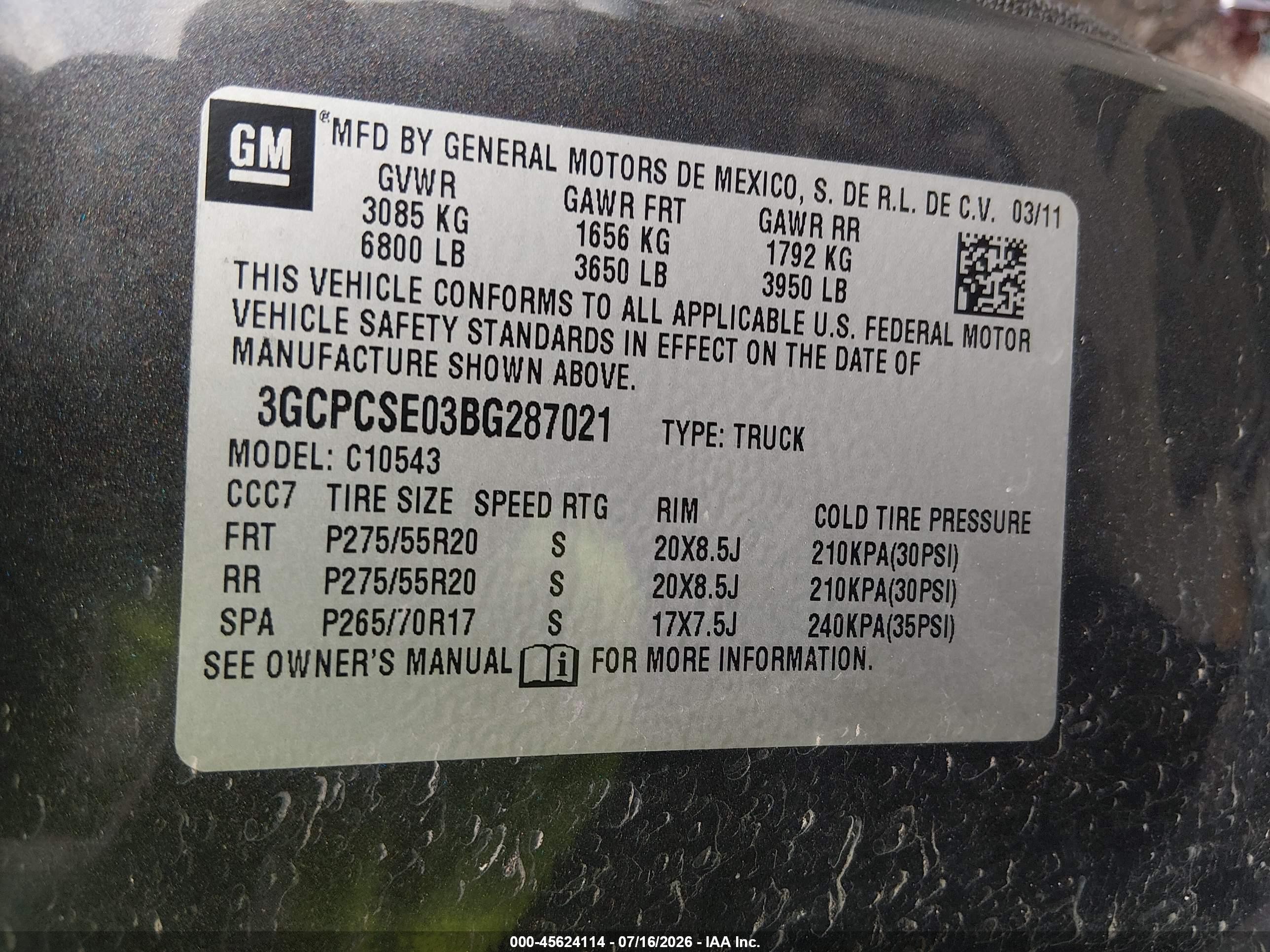 2011 Chevrolet Silverado 1500 Lt Black vin: 3GCPCSE03BG287021