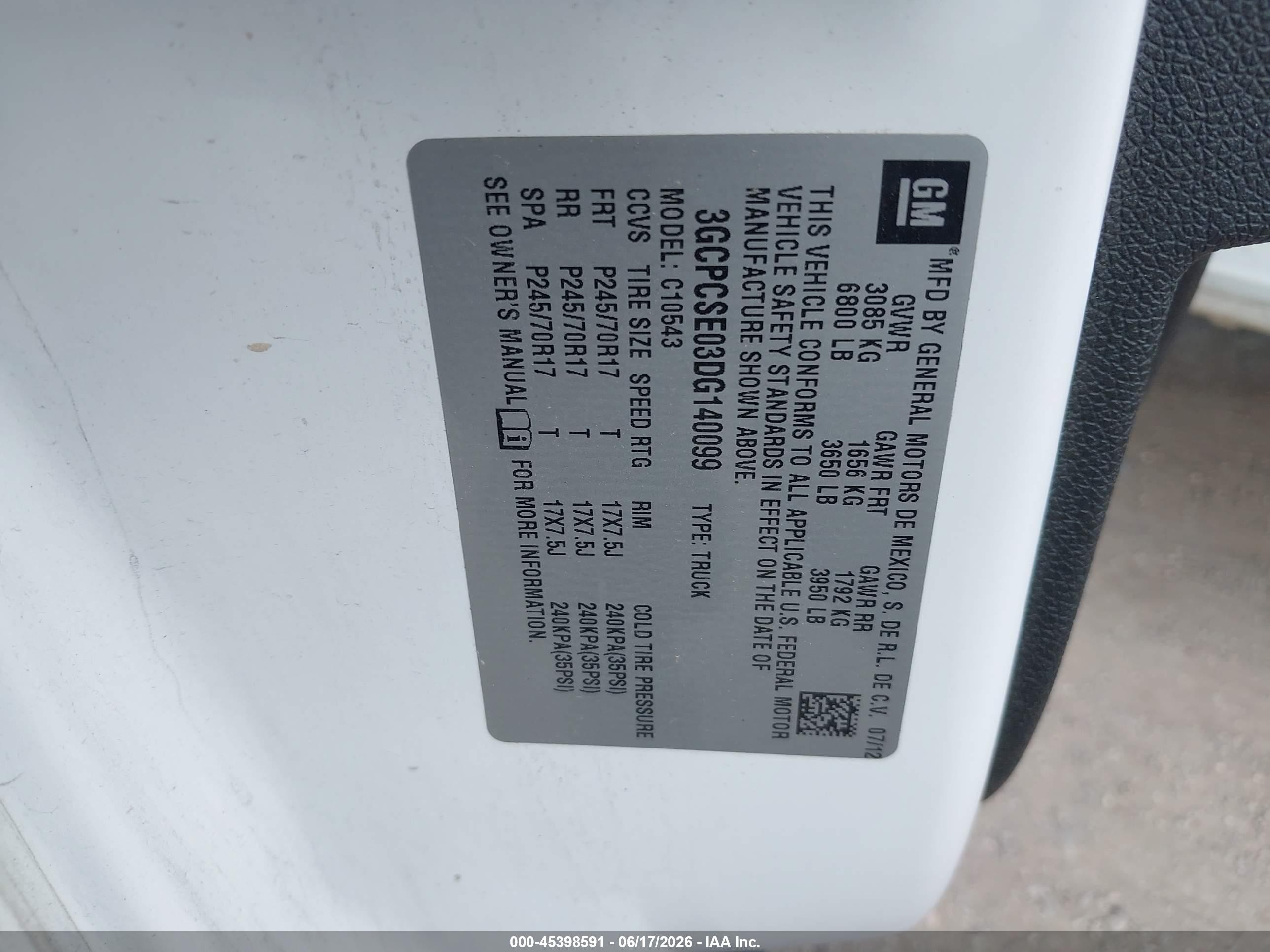 2013 Chevrolet Silverado 1500 Lt White vin: 3GCPCSE03DG140099