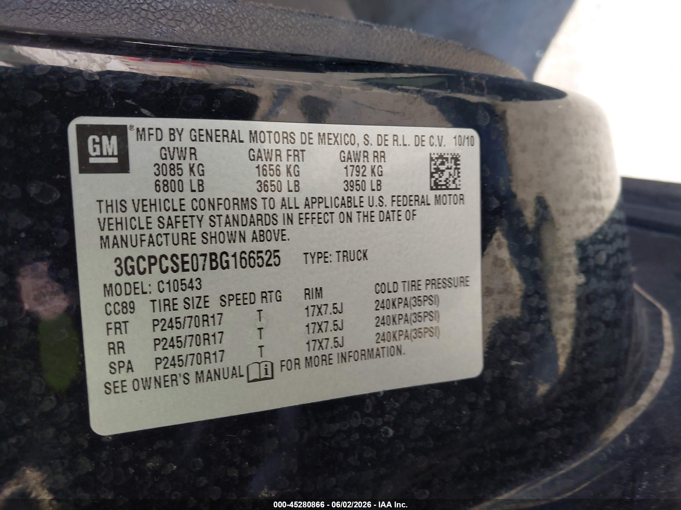2011 Chevrolet Silverado 1500 Lt Black vin: 3GCPCSE07BG166525