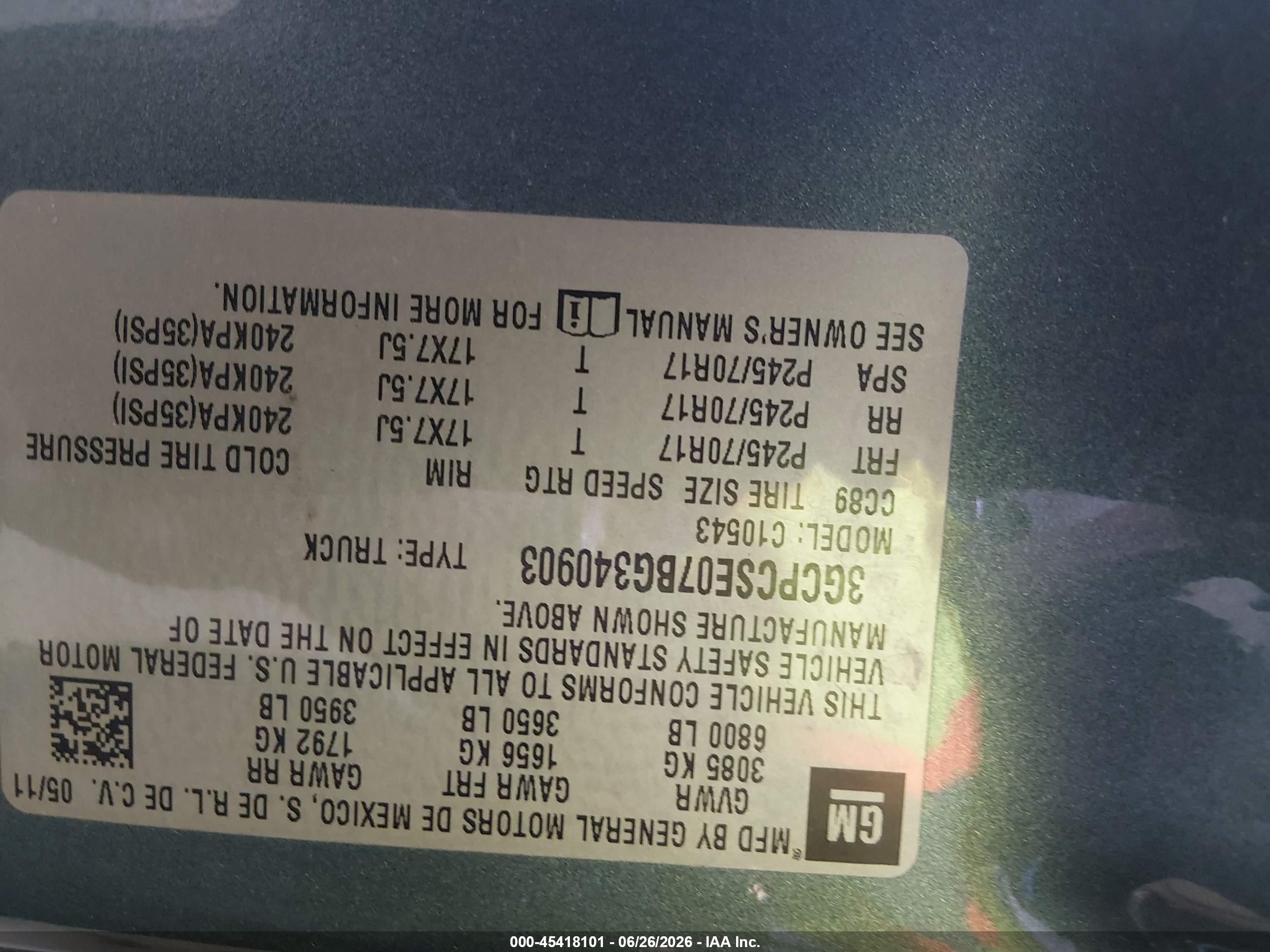2011 Chevrolet Silverado 1500 Lt Blue vin: 3GCPCSE07BG340903