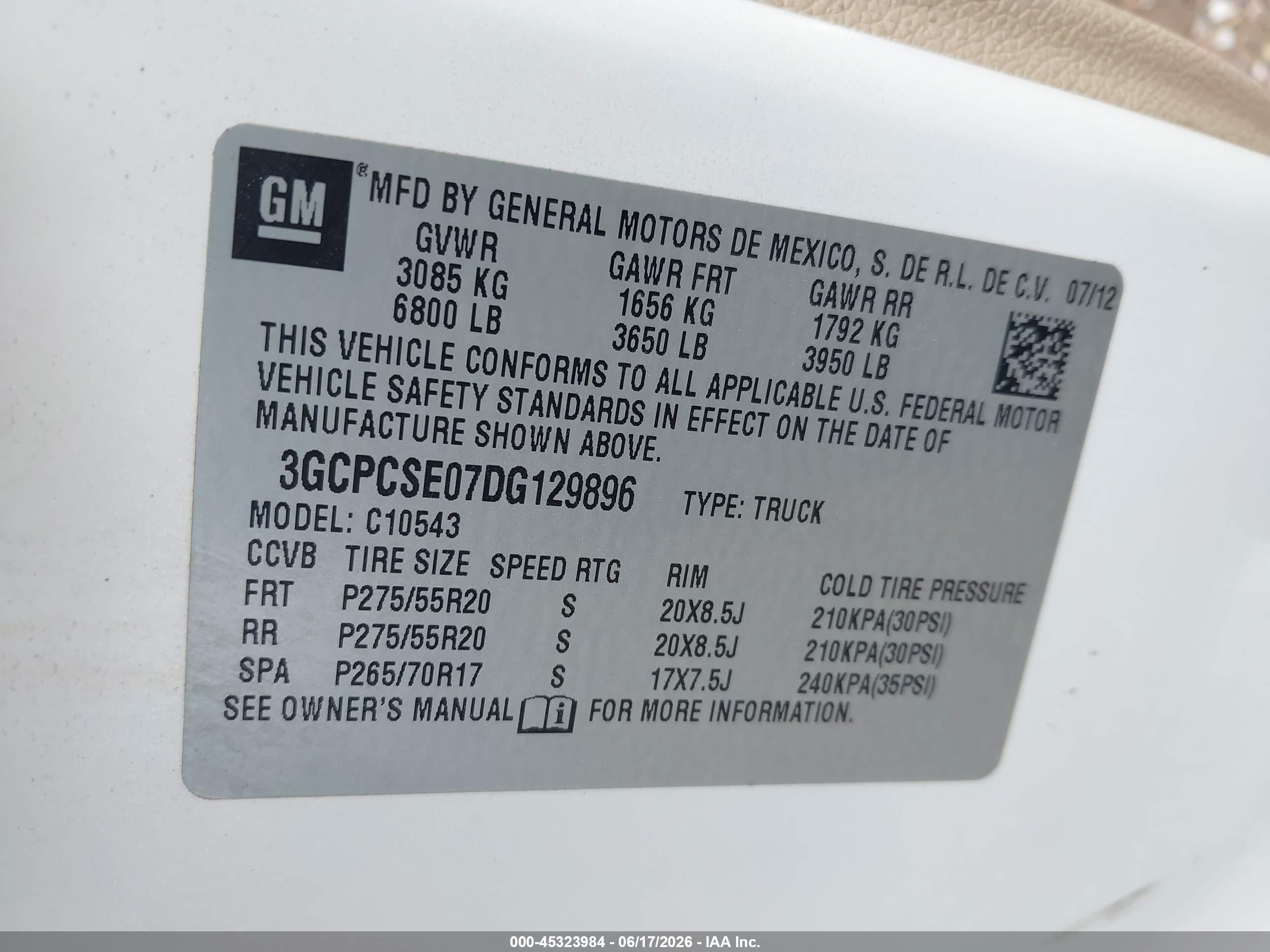 2013 Chevrolet Silverado 1500 Lt White vin: 3GCPCSE07DG129896