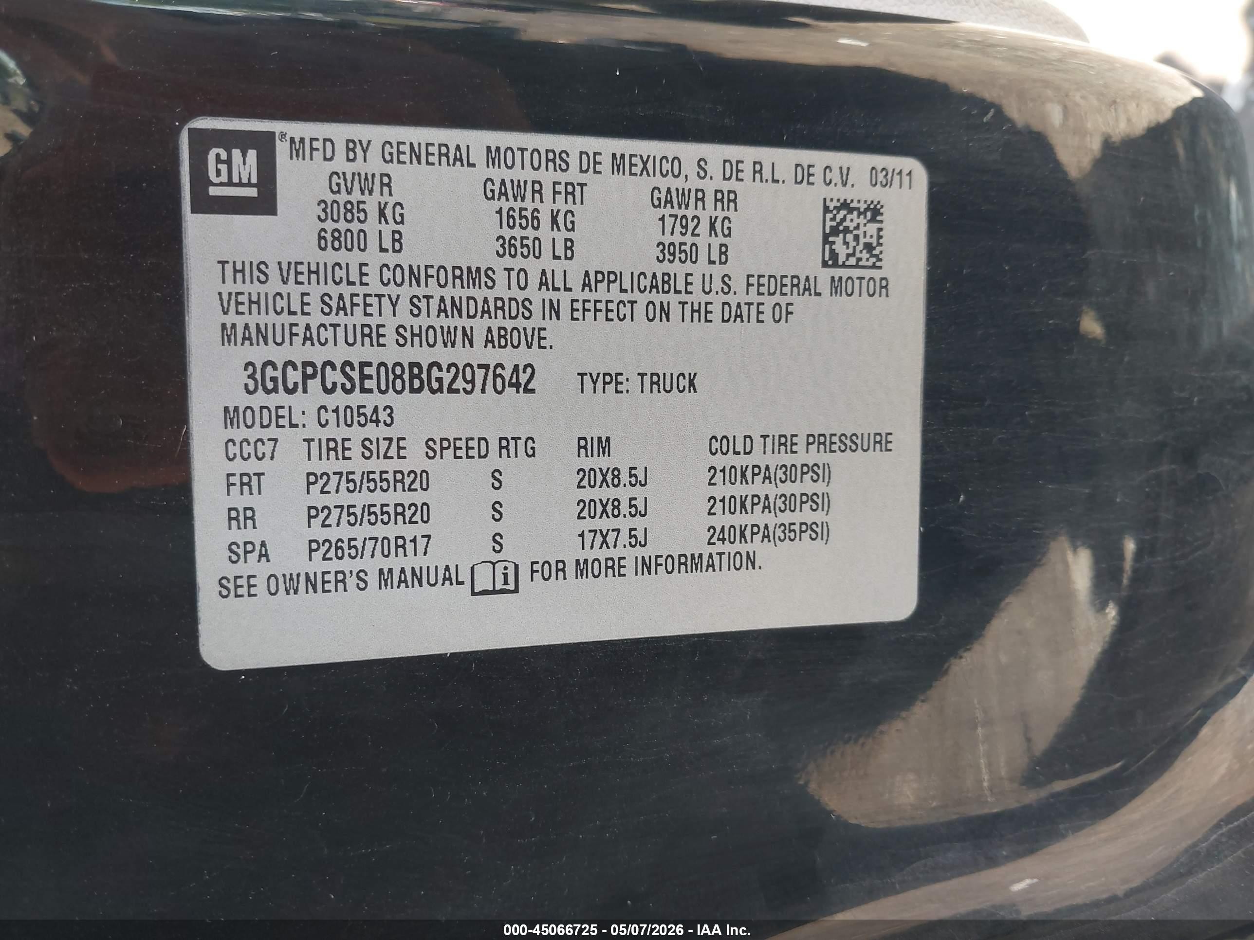 2011 Chevrolet Silverado 1500 Lt Black vin: 3GCPCSE08BG297642