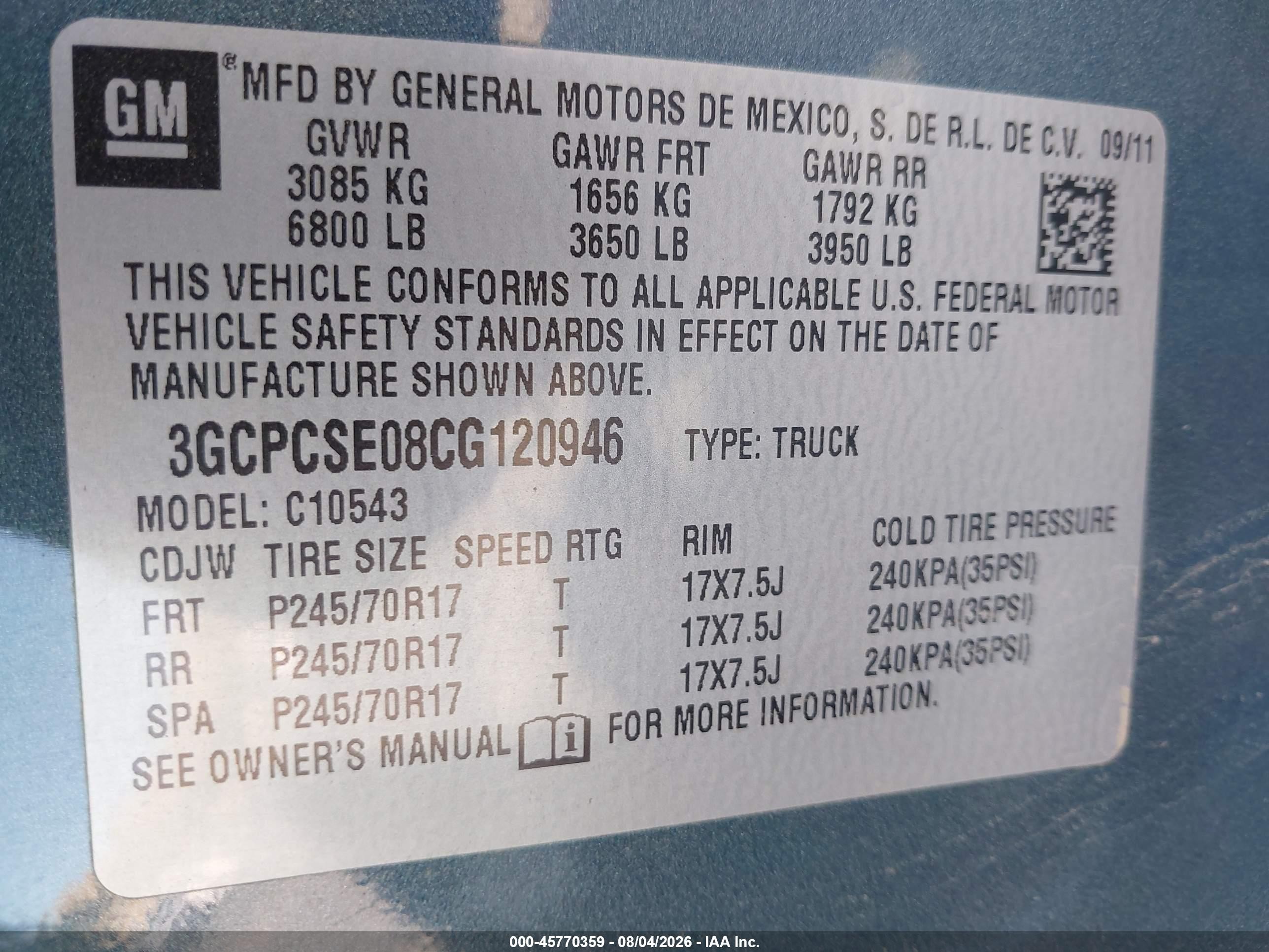 2012 Chevrolet Silverado 1500 Lt Blue vin: 3GCPCSE08CG120946