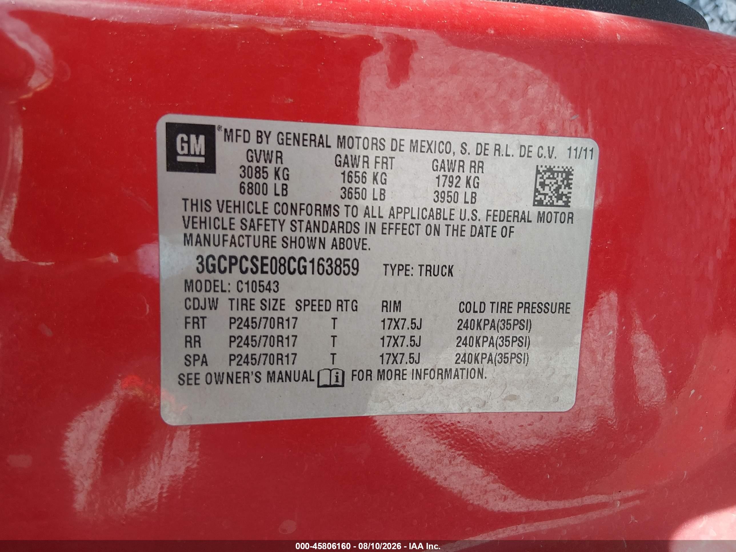 2012 Chevrolet Silverado 1500 Lt Red vin: 3GCPCSE08CG163859
