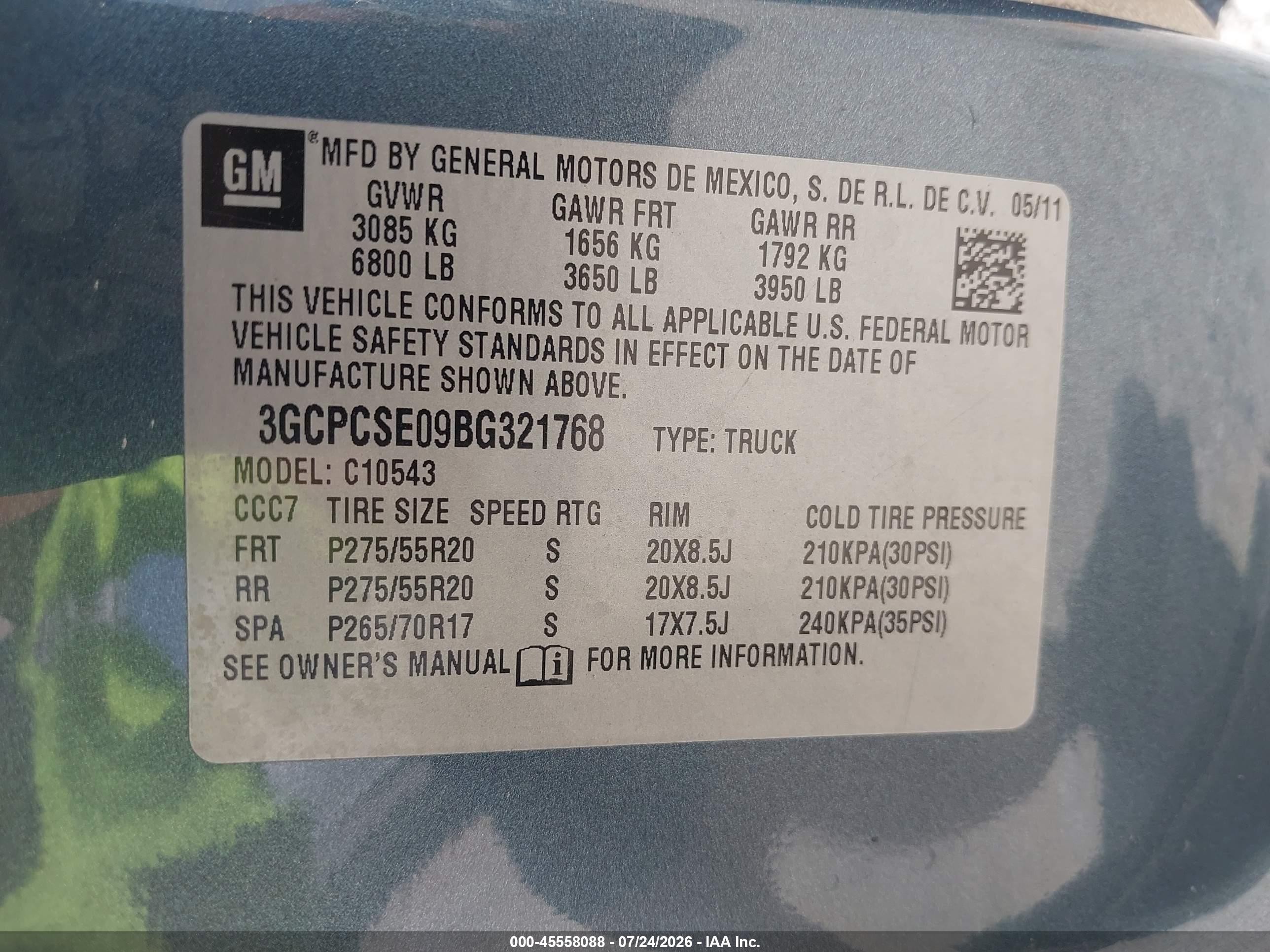 2011 Chevrolet Silverado 1500 Lt Teal vin: 3GCPCSE09BG321768