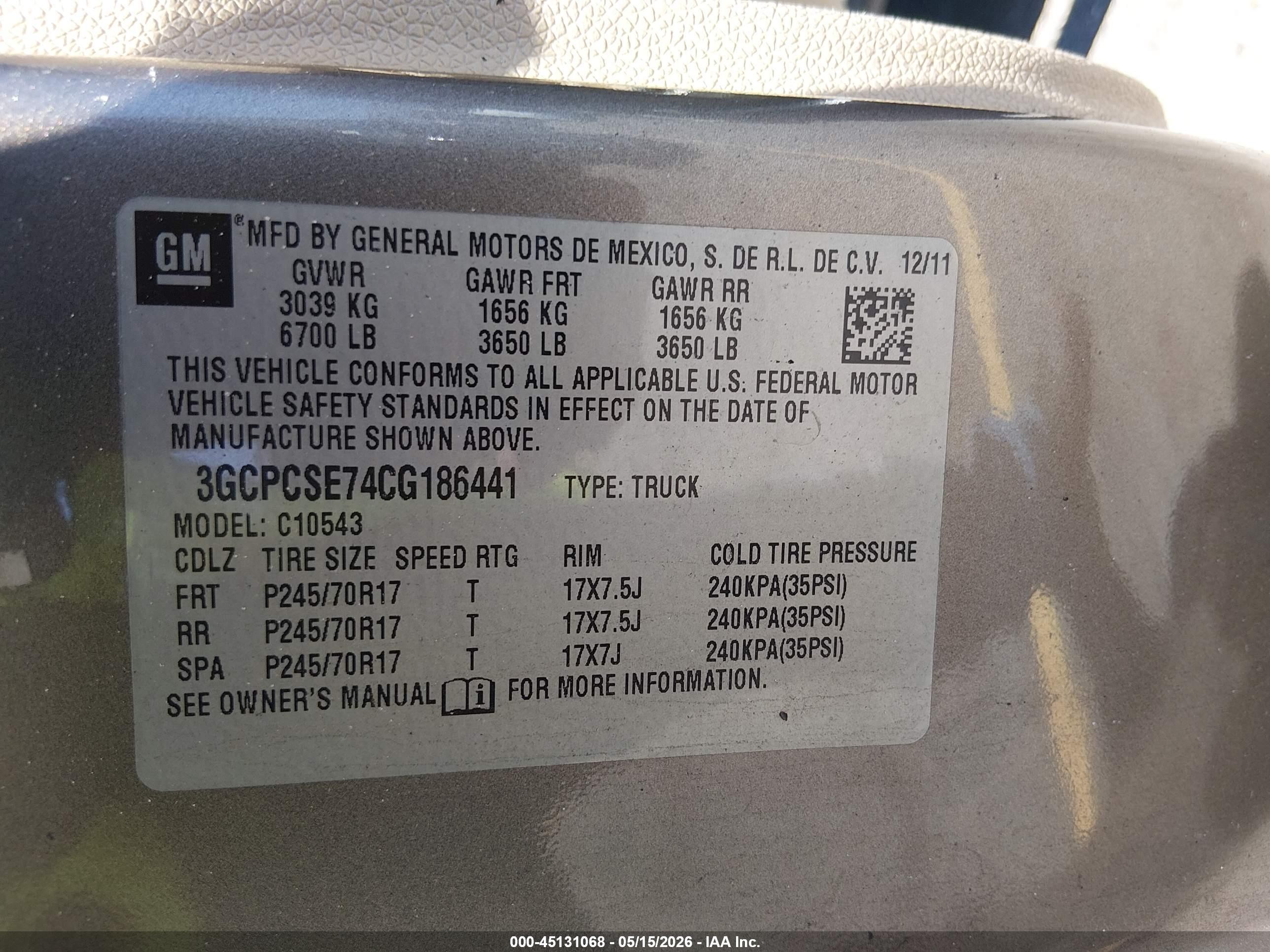 2012 Chevrolet Silverado 1500 Xtra Fuel Economy Brown vin: 3GCPCSE74CG186441