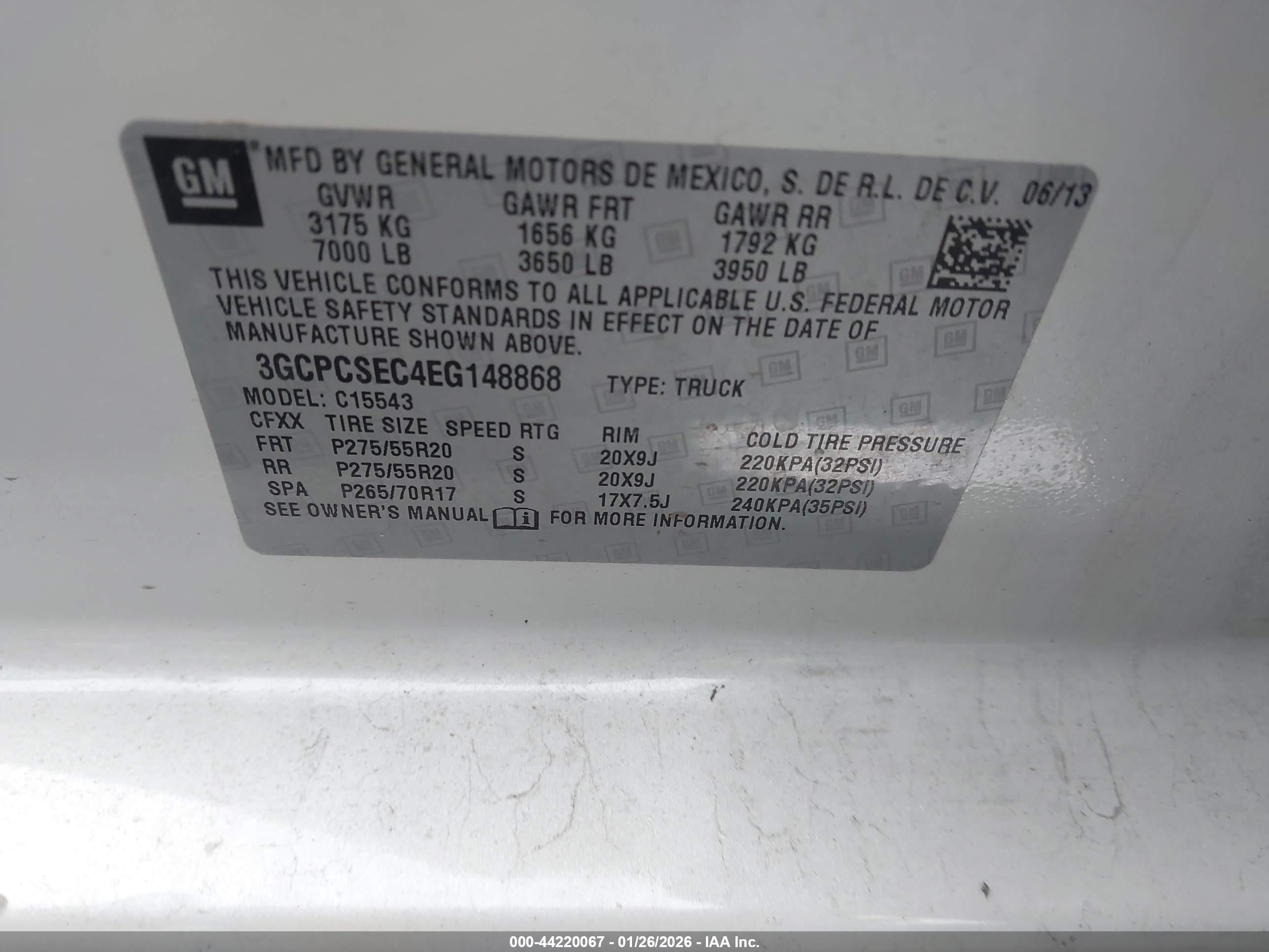 2014 Chevrolet Silverado 1500 1lz White vin: 3GCPCSEC4EG148868