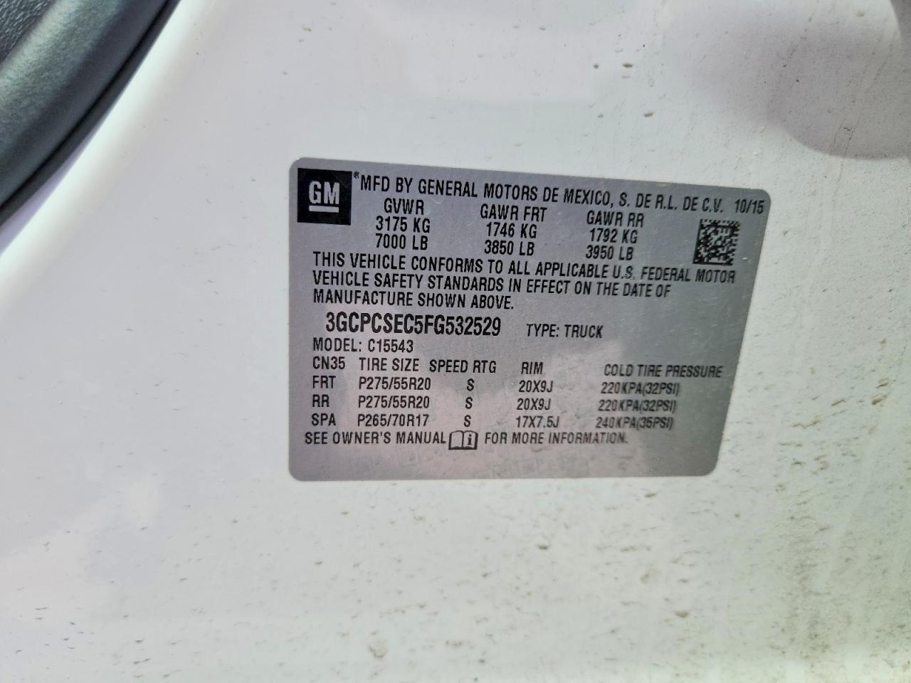 2015 Chevrolet Silverado C1500 Ltz White vin: 3GCPCSEC5FG532529