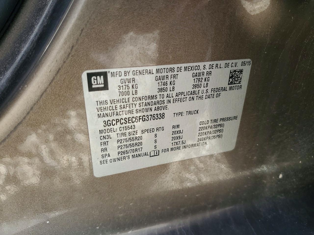 2015 Chevrolet Silverado C1500 Ltz Коричневый vin: 3GCPCSEC6FG376338