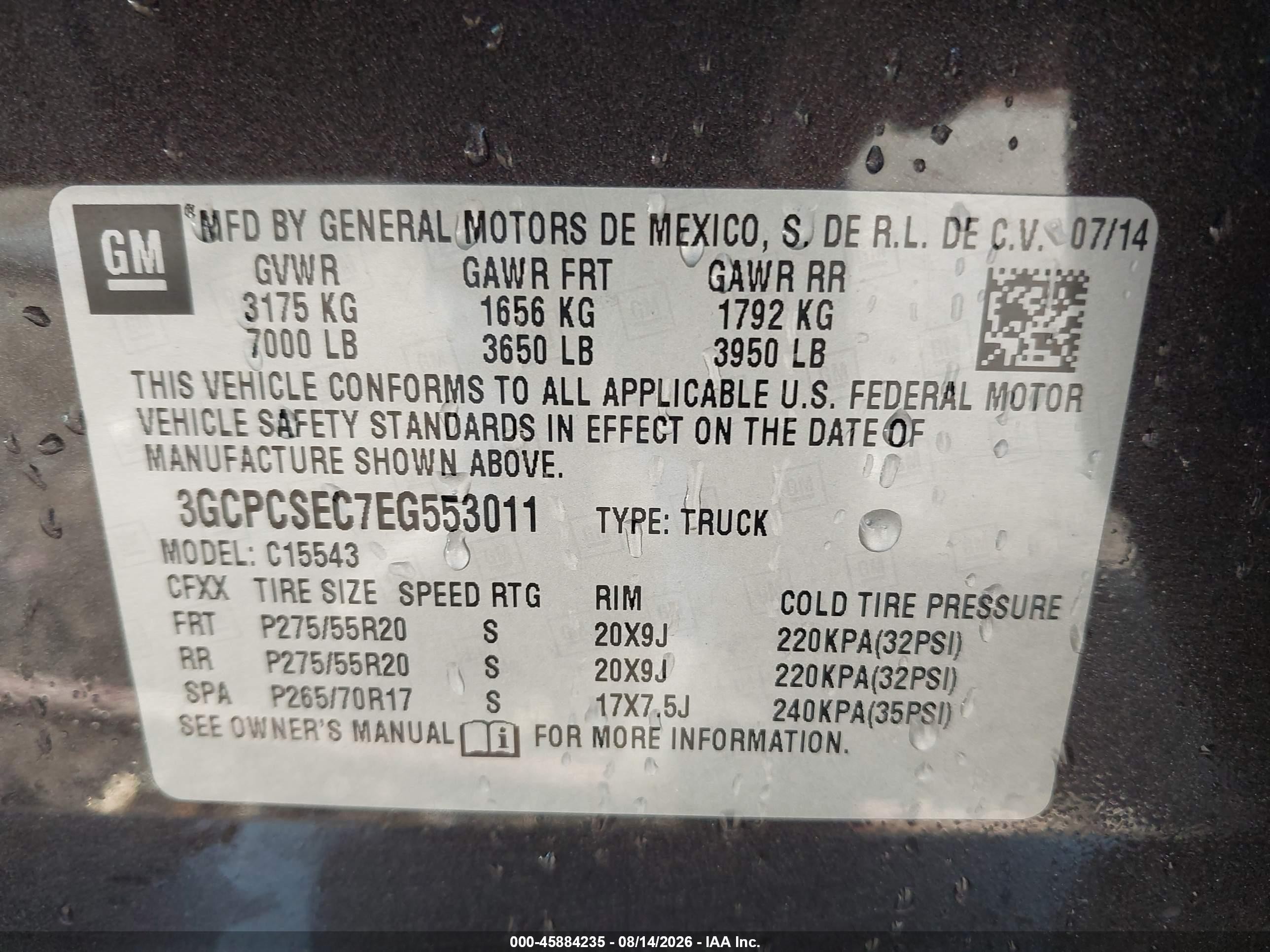 2014 Chevrolet Silverado 1500 Ltz Серый vin: 3GCPCSEC7EG553011