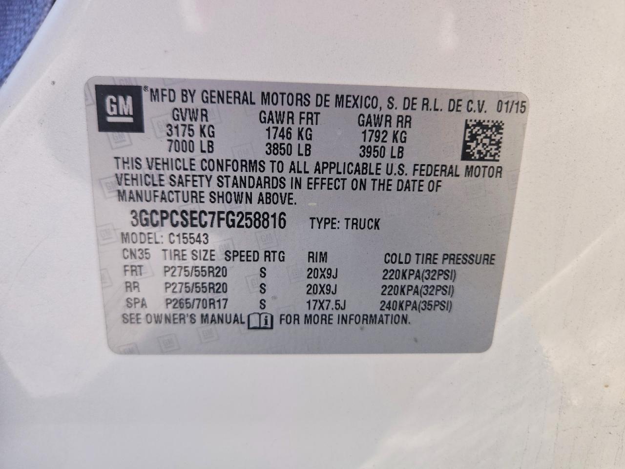 2015 Chevrolet Silverado C1500 Ltz White vin: 3GCPCSEC7FG258816