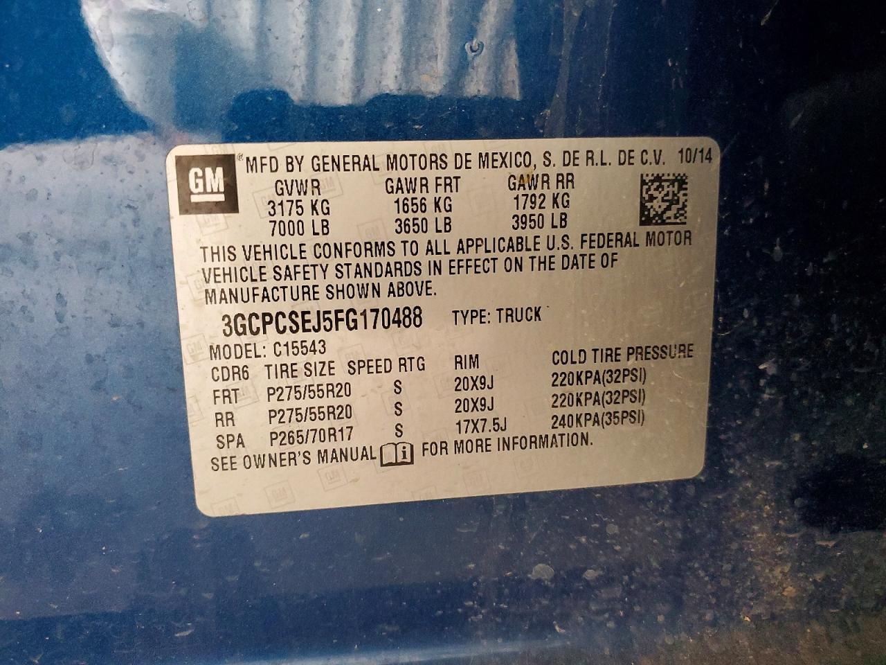 2015 Chevrolet Silverado C1500 Ltz Blue vin: 3GCPCSEJ5FG170488