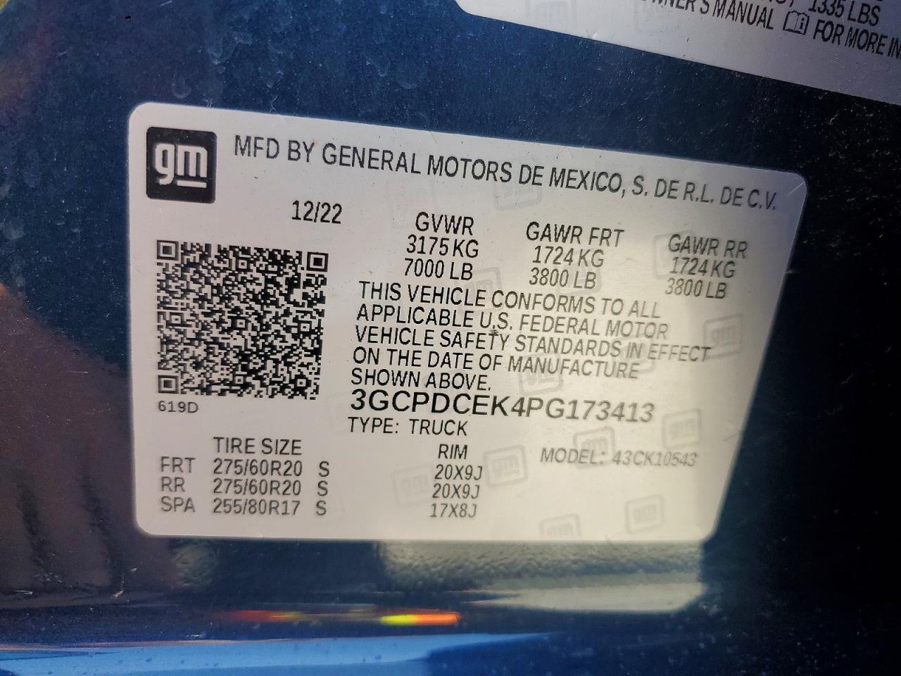 2023 Chevrolet Silverado K1500 Trail Boss Custom Blue vin: 3GCPDCEK4PG173413