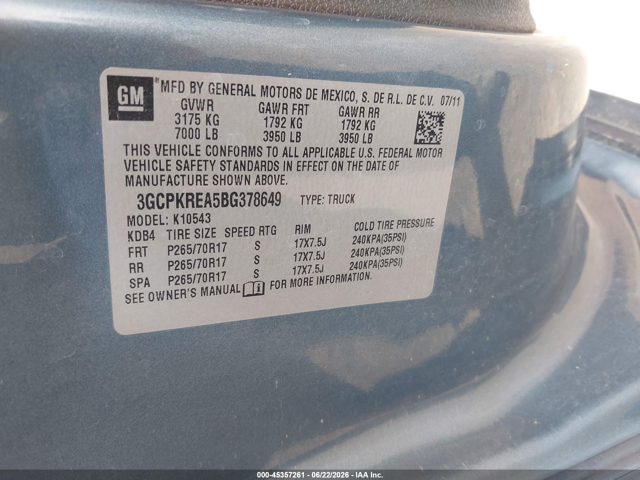 2011 Chevrolet Silverado 1500 Ls Blue vin: 3GCPKREA5BG378649