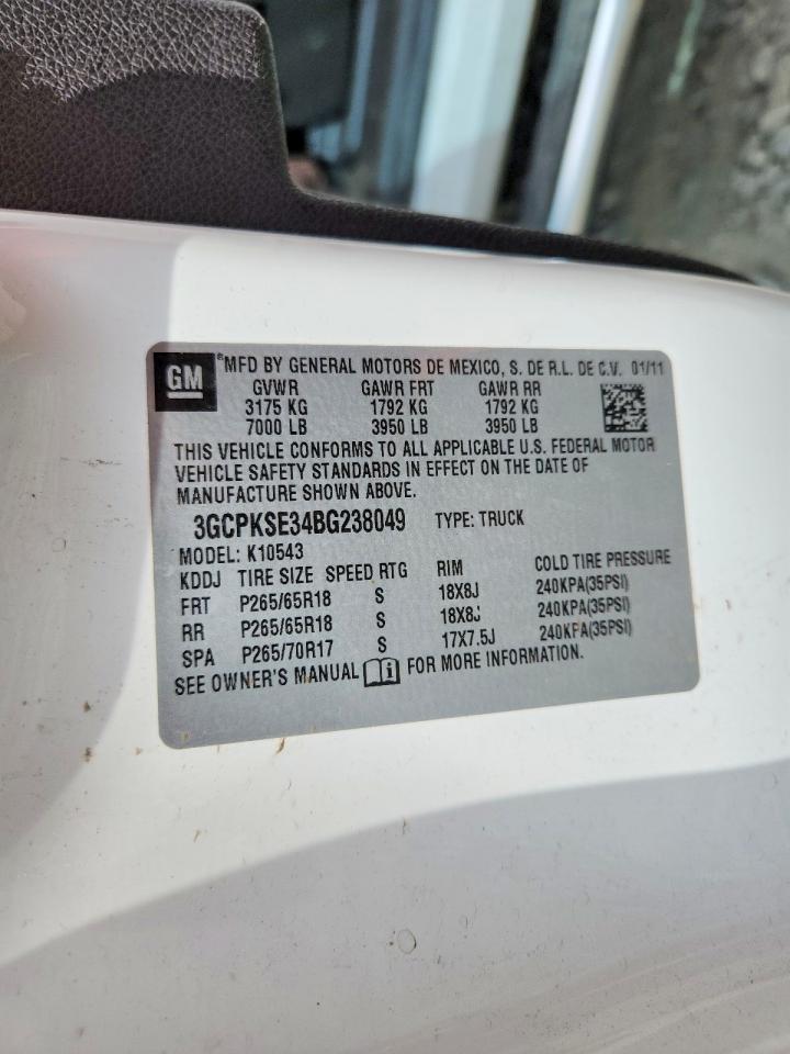 2011 Chevrolet Silverado K1500 Lt White vin: 3GCPKSE34BG238049