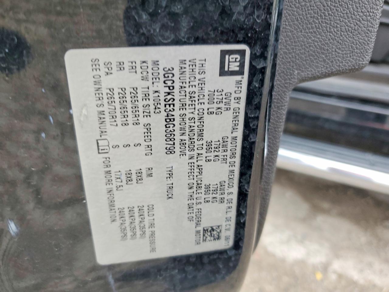 2011 Chevrolet Silverado K1500 Lt Black vin: 3GCPKSE34BG368798